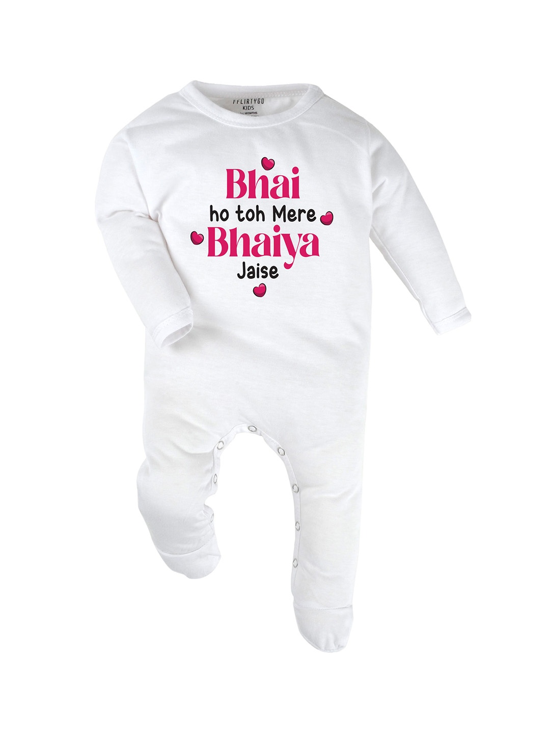 

FFLIRTYGO Infants Printed Cotton Sleepsuit, White
