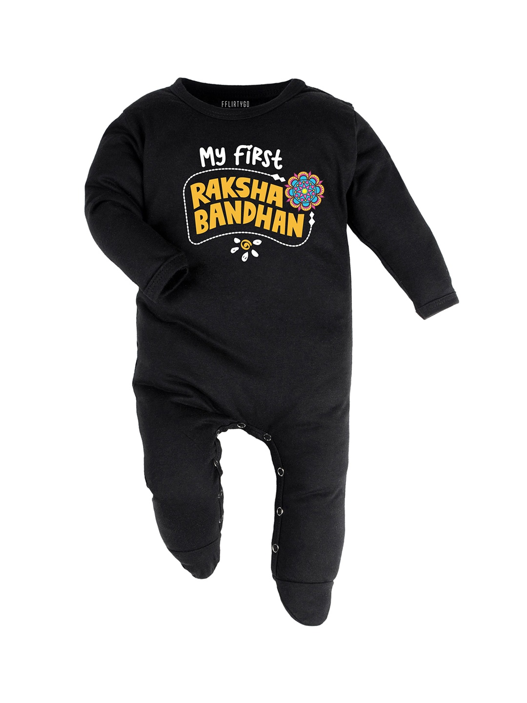 

FFLIRTYGO Infants Printed Cotton Sleepsuit, Black