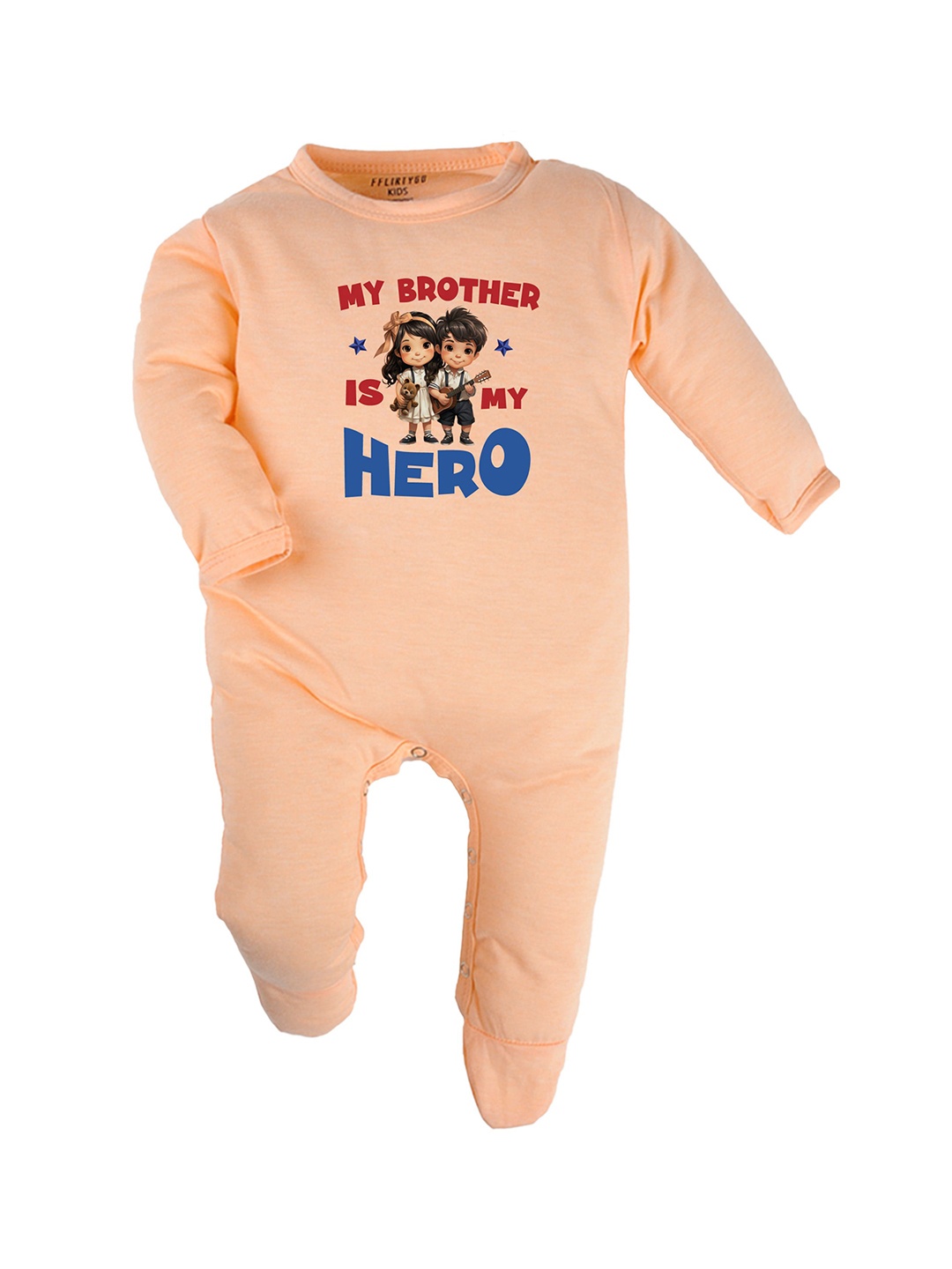 

FFLIRTYGO Infants Printed Cotton Sleepsuit, Peach