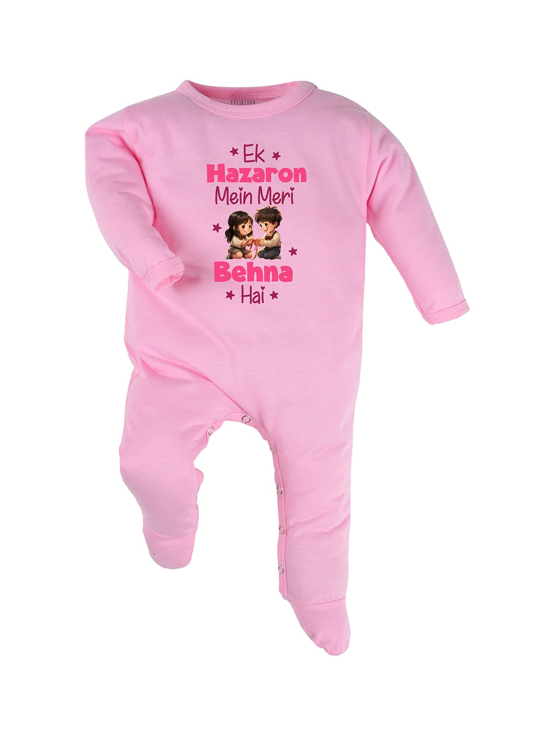 

FFLIRTYGO Infants Printed Cotton Sleepsuit, Pink