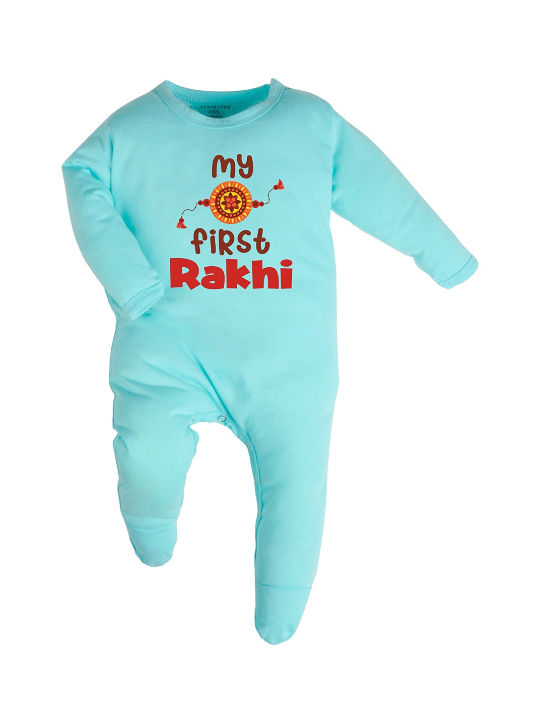 

FFLIRTYGO Infants Printed Cotton Sleepsuit, Turquoise blue