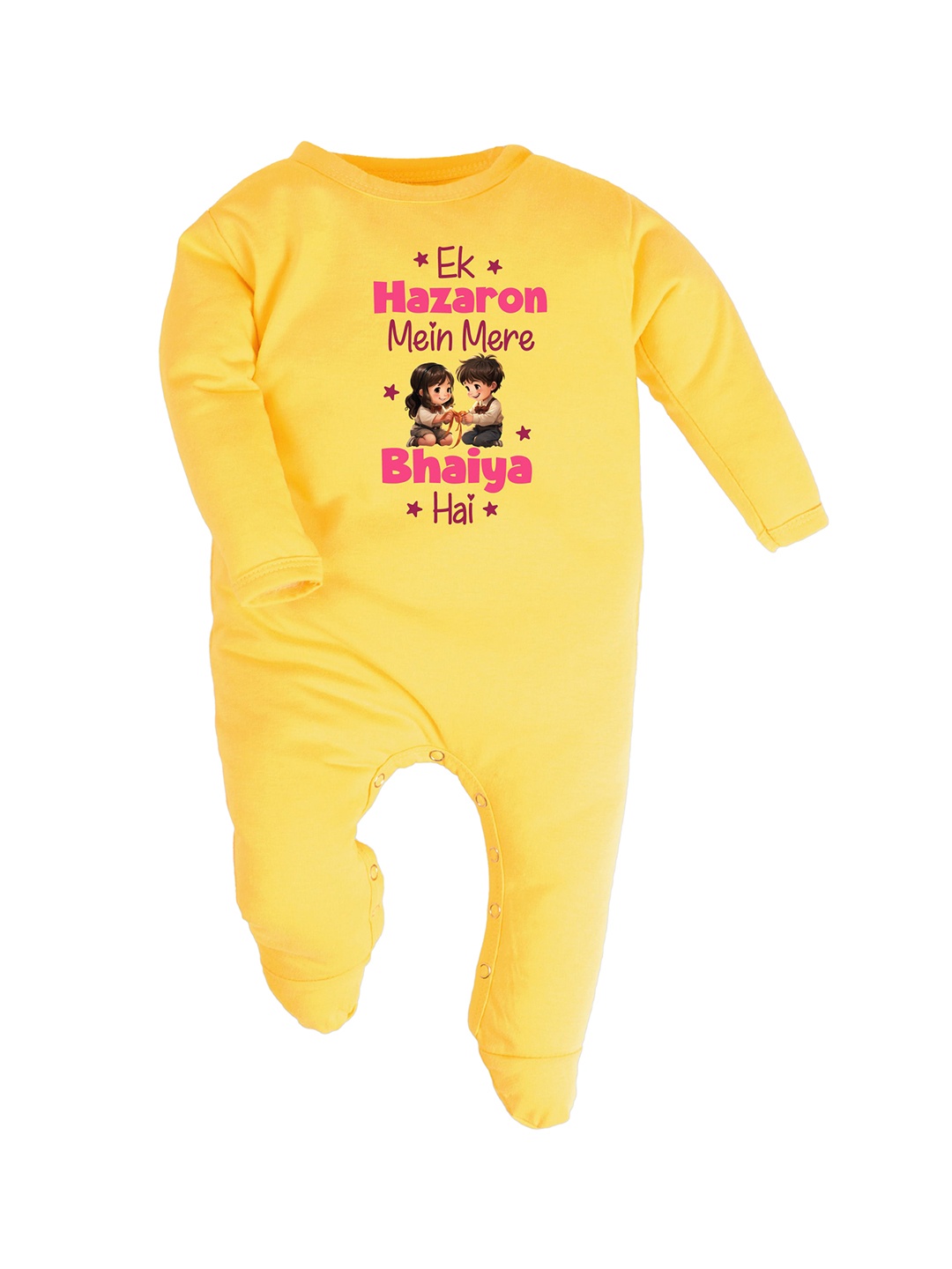 

FFLIRTYGO Infants Printed Cotton Sleepsuit, Yellow