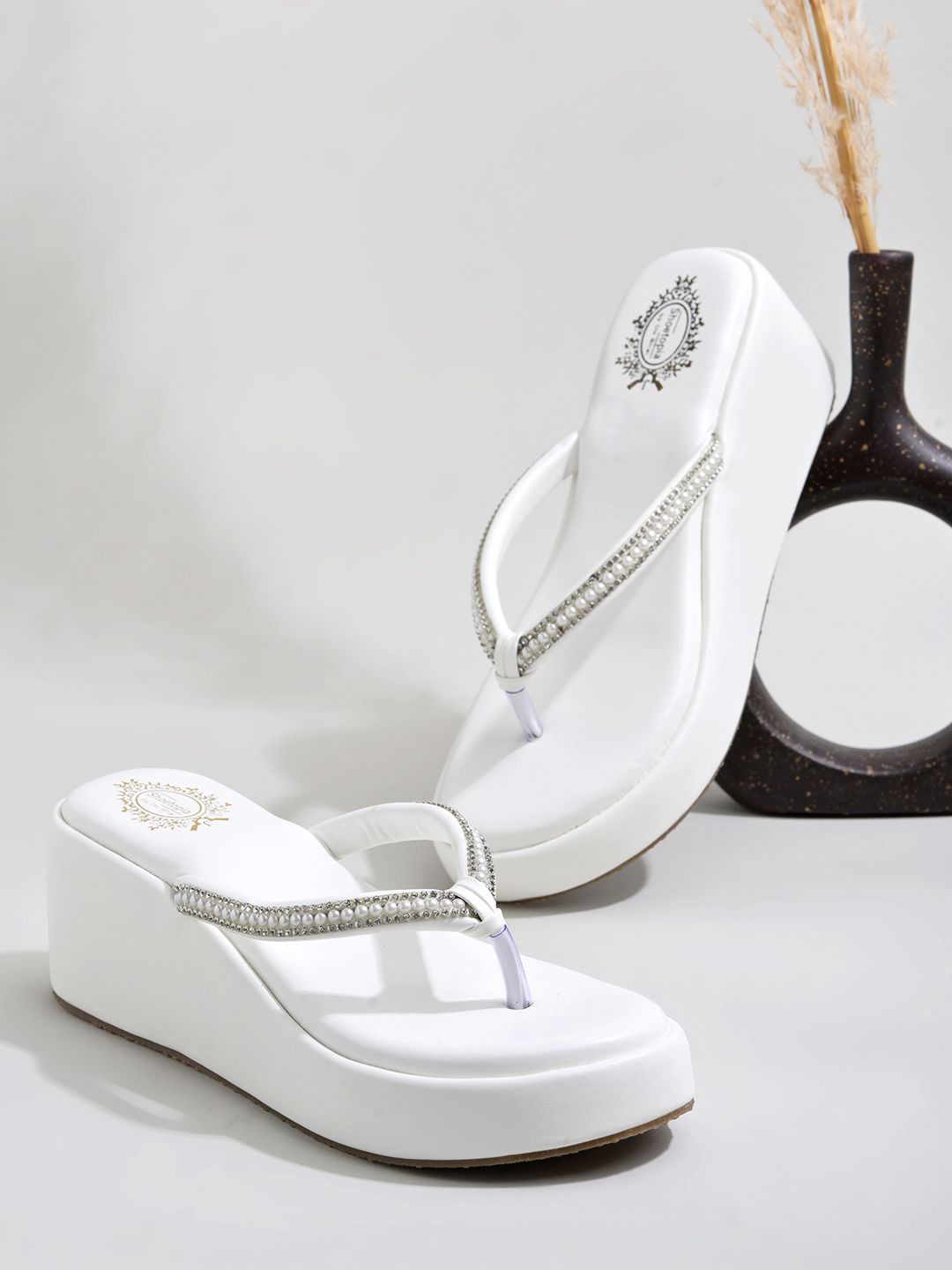 

Shoetopia Girls Embellished Party Wedge Sandals, White