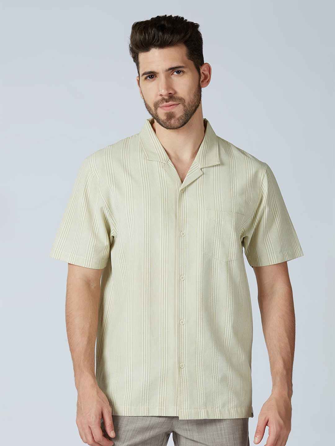 

ONEMILE Men Classic Opaque Casual Shirt, Green
