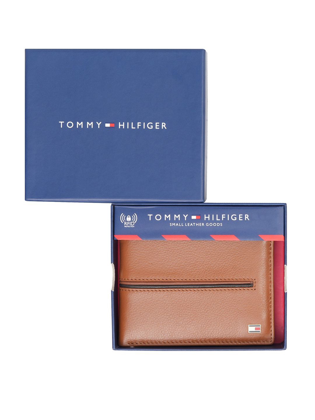 

Tommy Hilfiger Men Textured Leather Two Fold Wallet, Tan