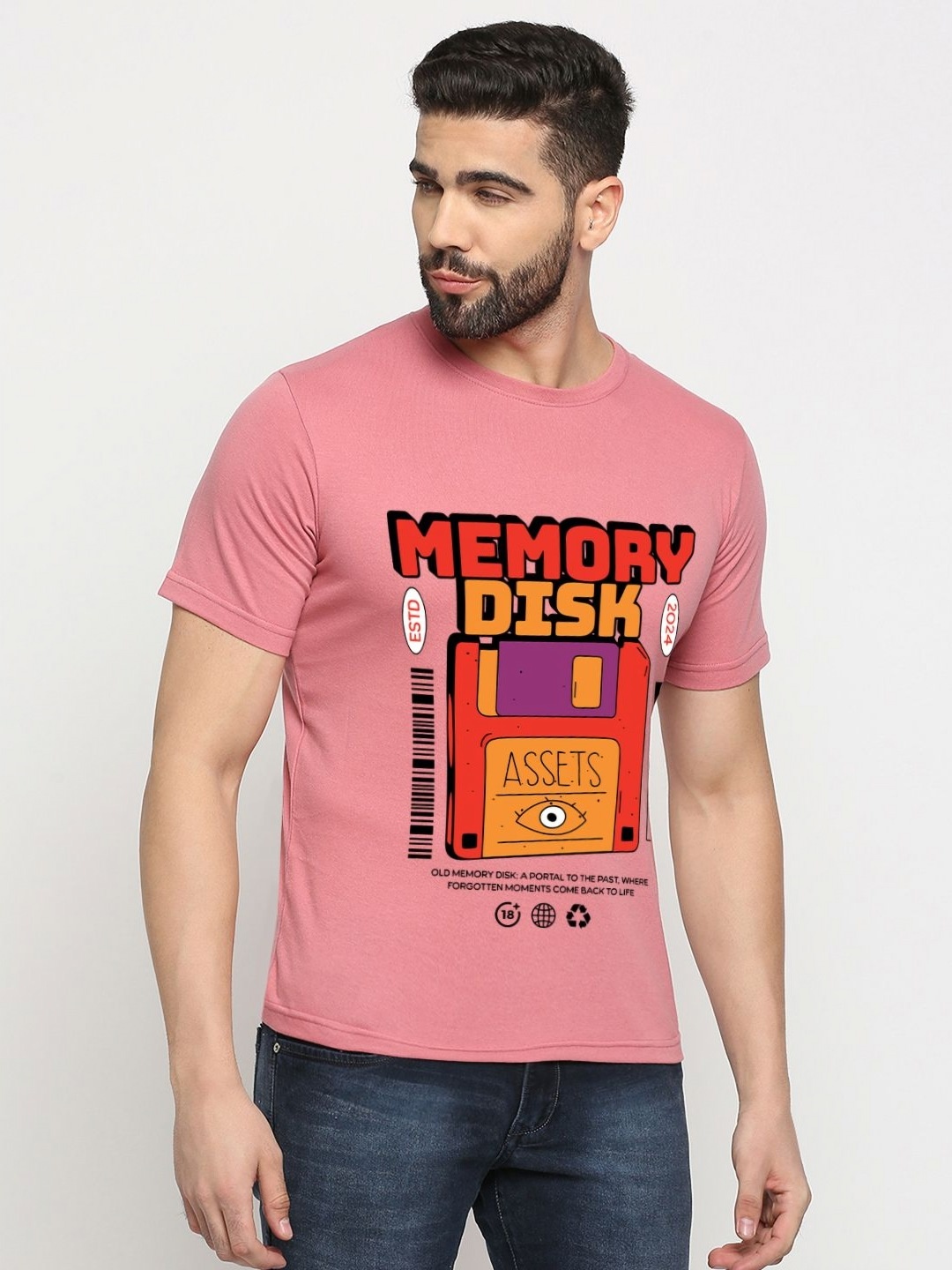 

MOD ECRU Unisex Typography Printed Applique T-shirt, Pink