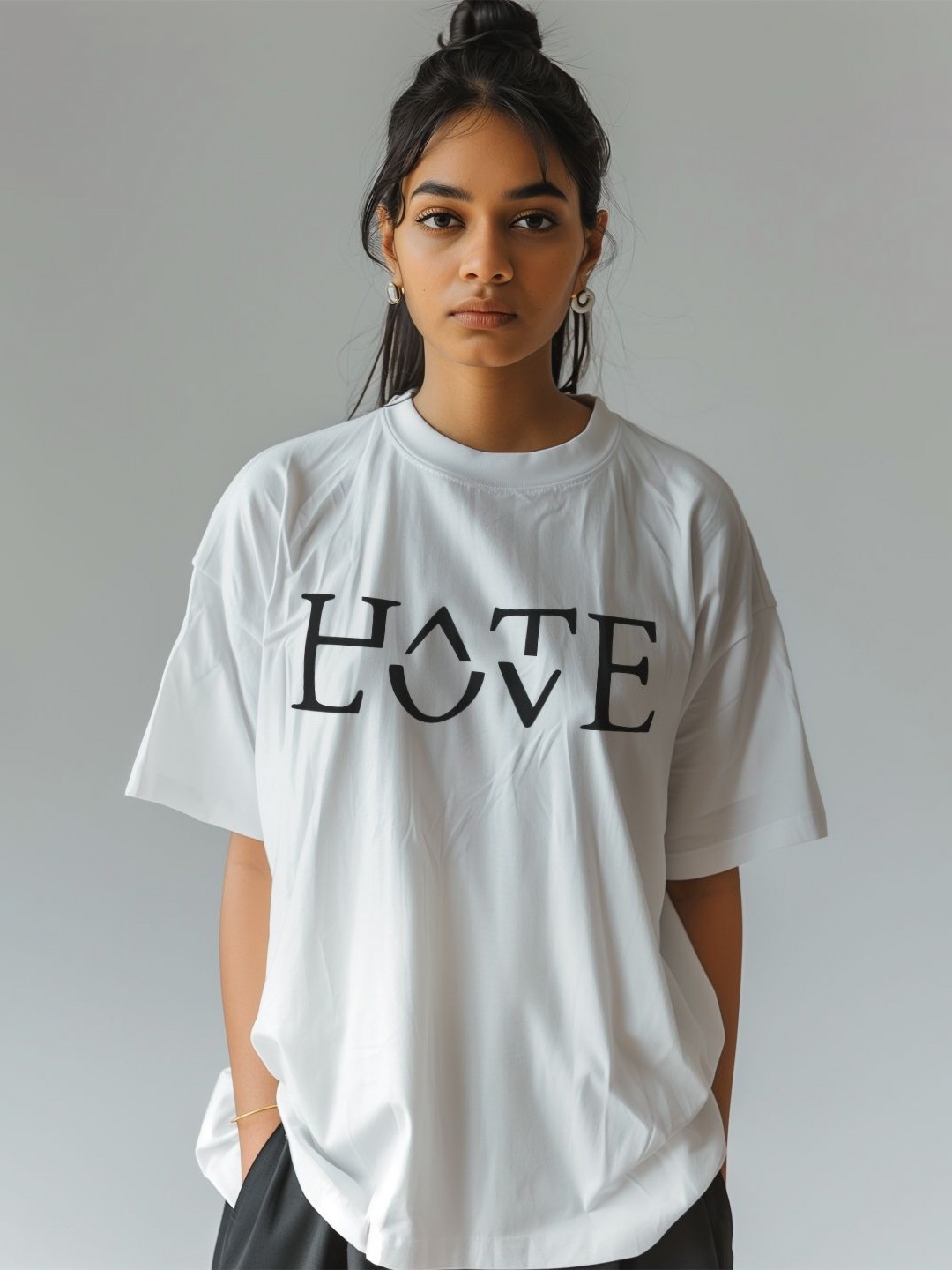 

MOD ECRU Unisex Typography Printed Applique T-shirt, White