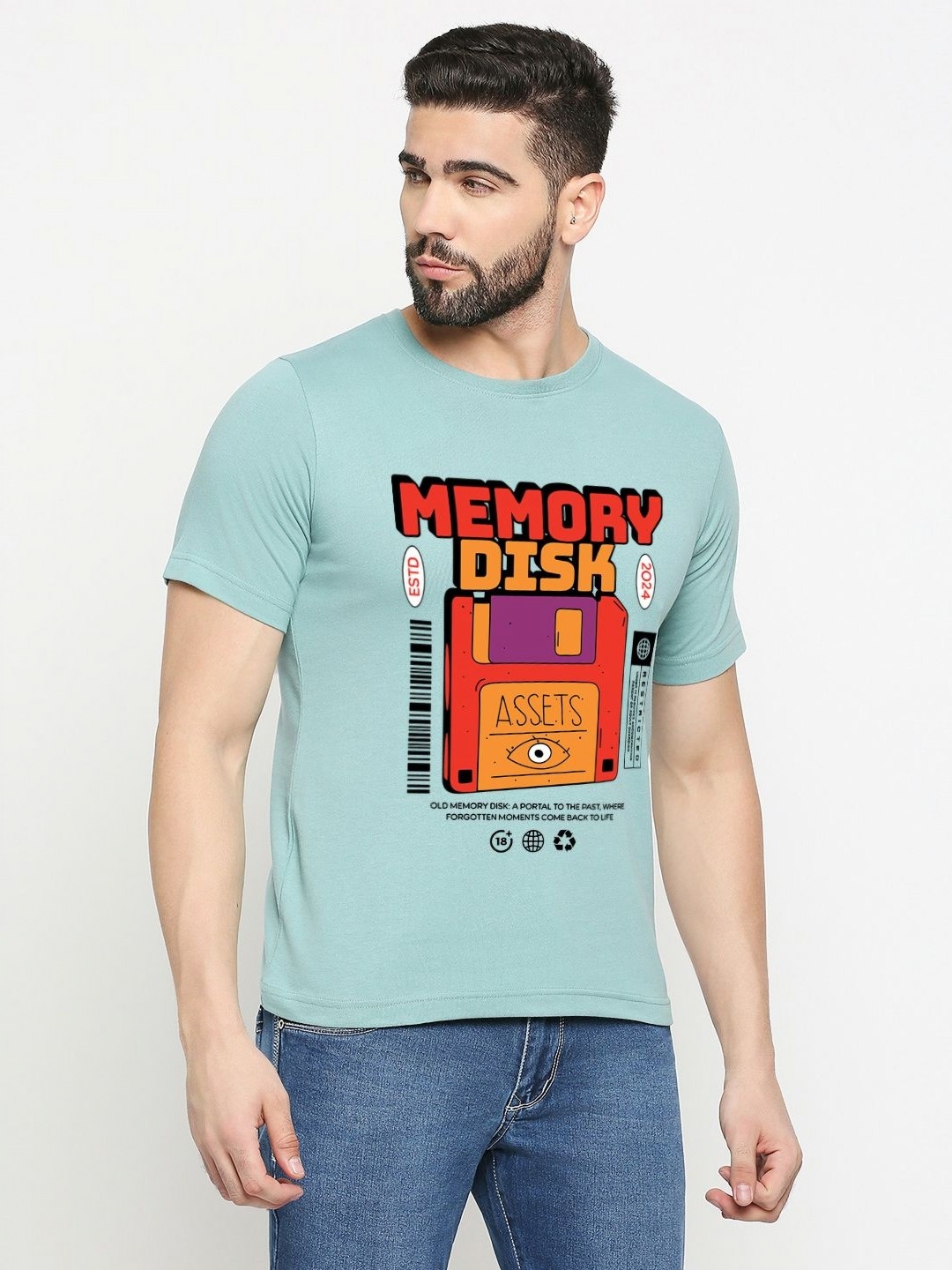 

MOD ECRU Unisex Typography Printed Applique T-shirt, Green