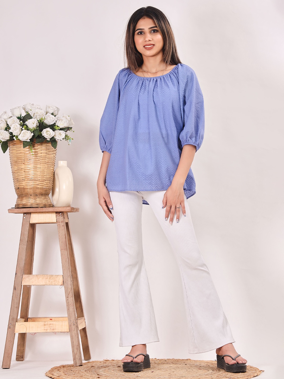 

SIDDHO HUM Cotton Top, Blue