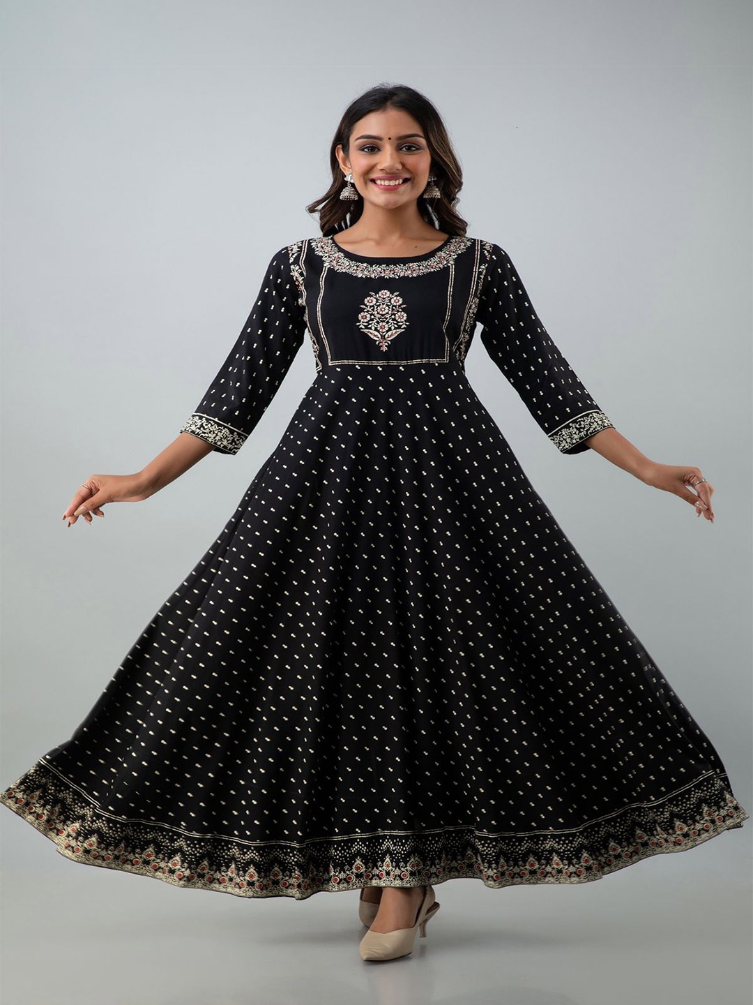 

Anouk Ethnic Motifs Print Liva Maxi Dress, Black