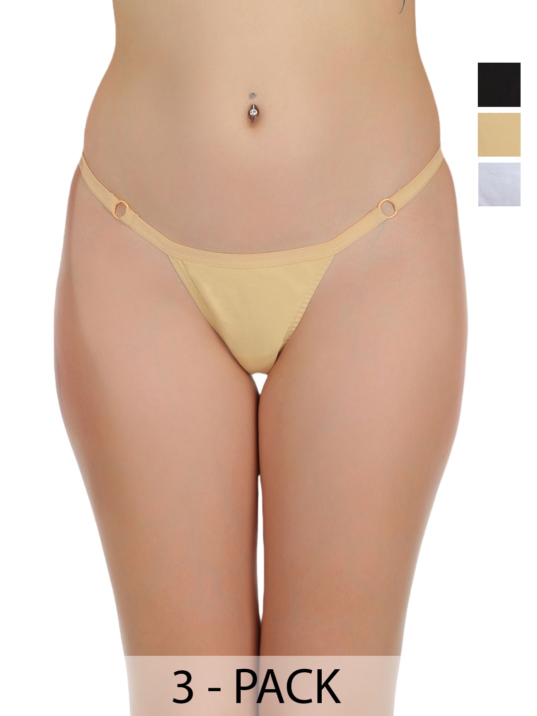 

SELFCARE Pack Of 3 Seamless Thongs Briefs SN2906, Black