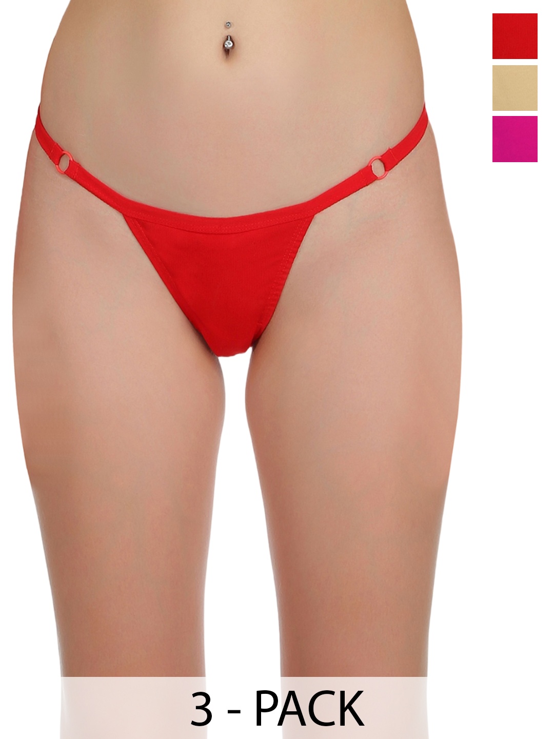 

SELFCARE Pack Of 3 Seamless Thongs Briefs SN2899, Red
