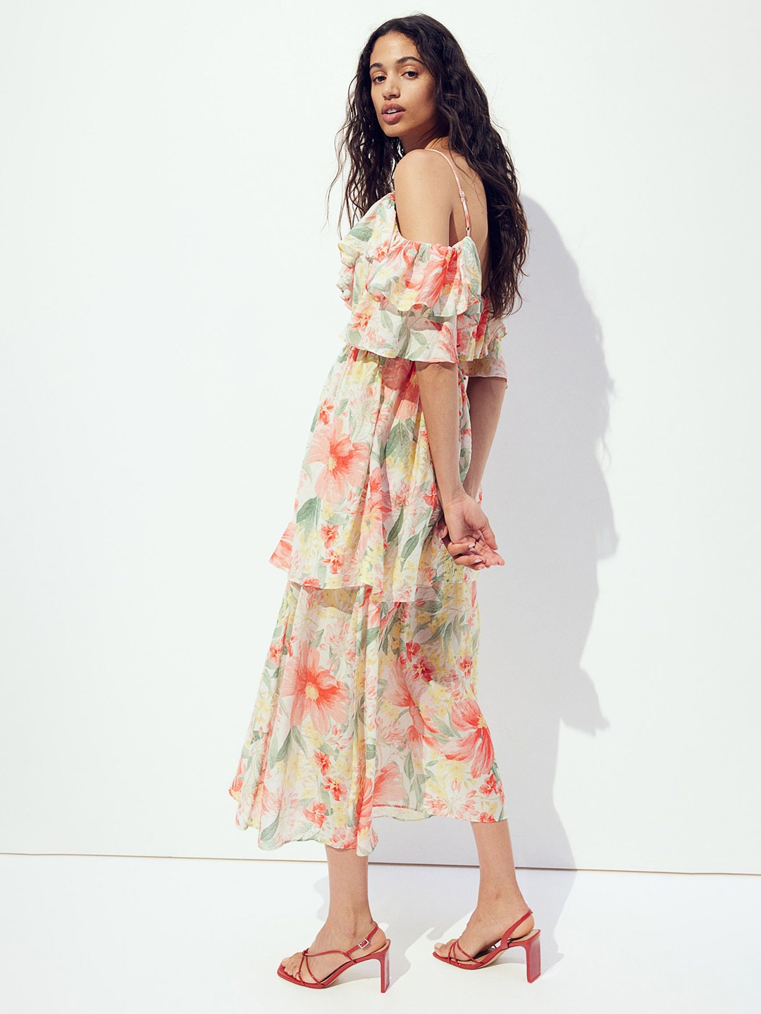 

H&M Printed Cold Shoulder Dress, Pink