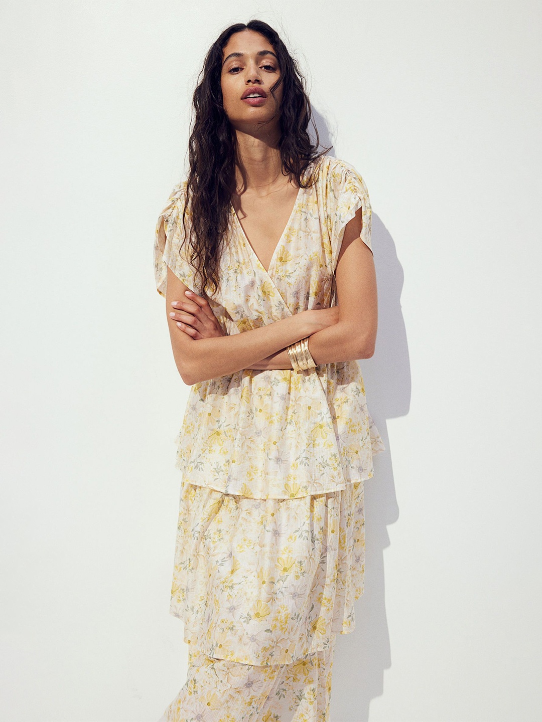 

H&M Tiered Dress, Yellow