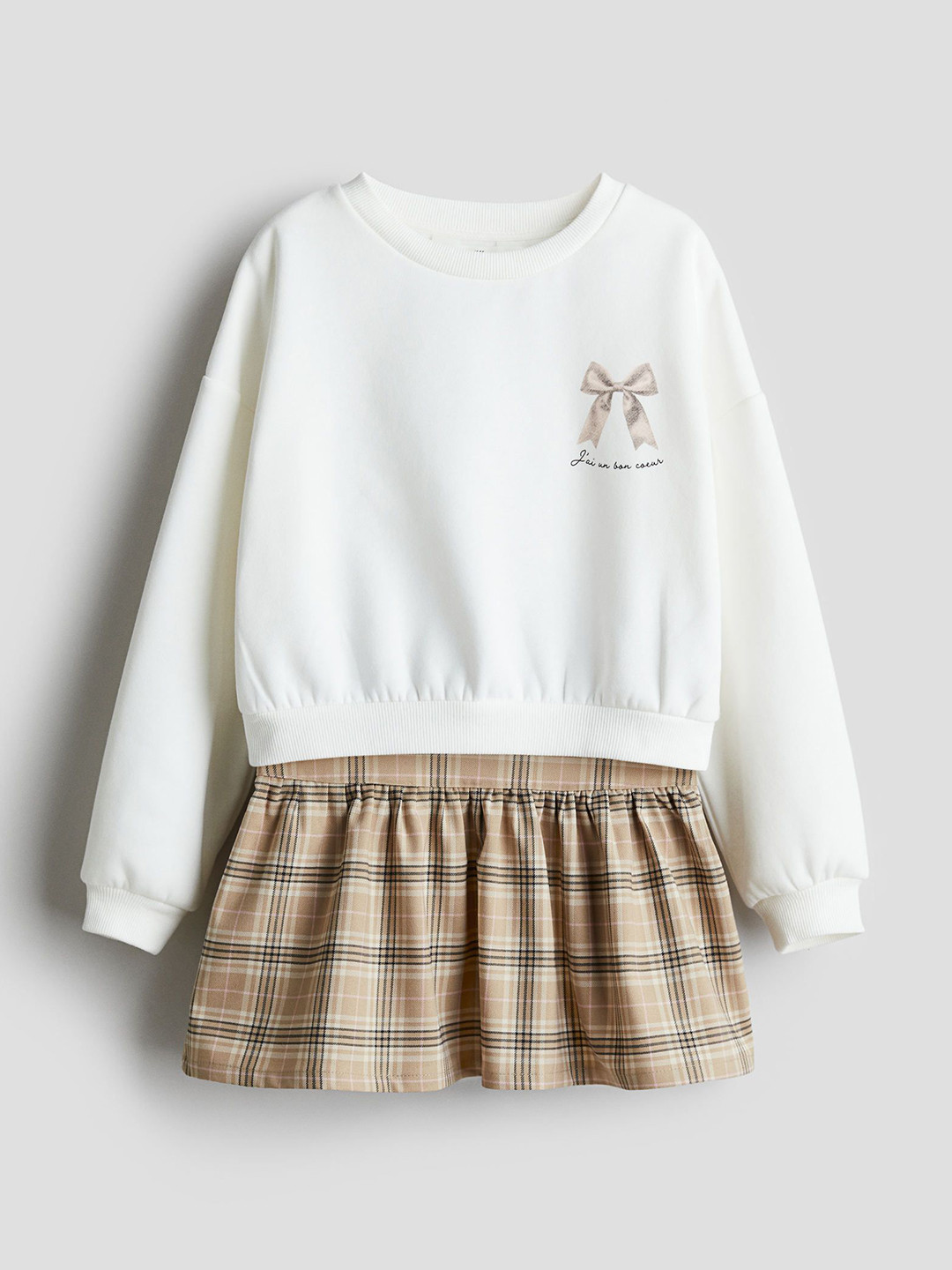 

H&M Girls Pack Of 2 Sweatshirts & Skirt Set, White