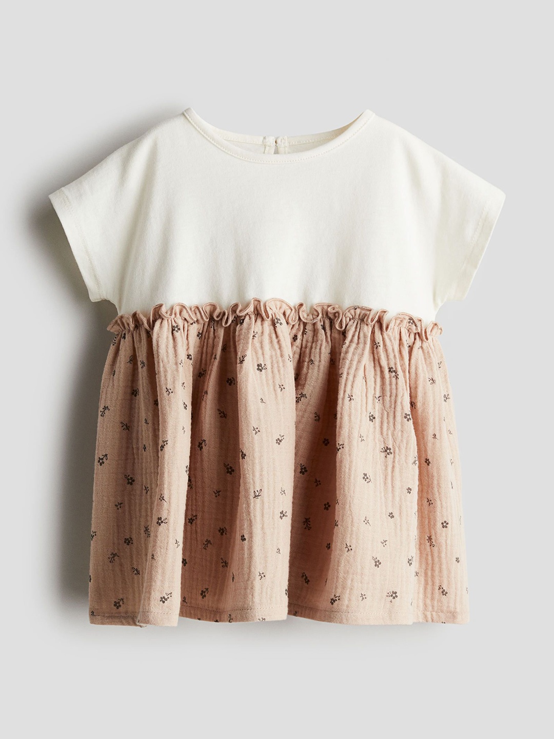 

H&M Infant Girls Short-Sleeved Cotton Dresses, Beige