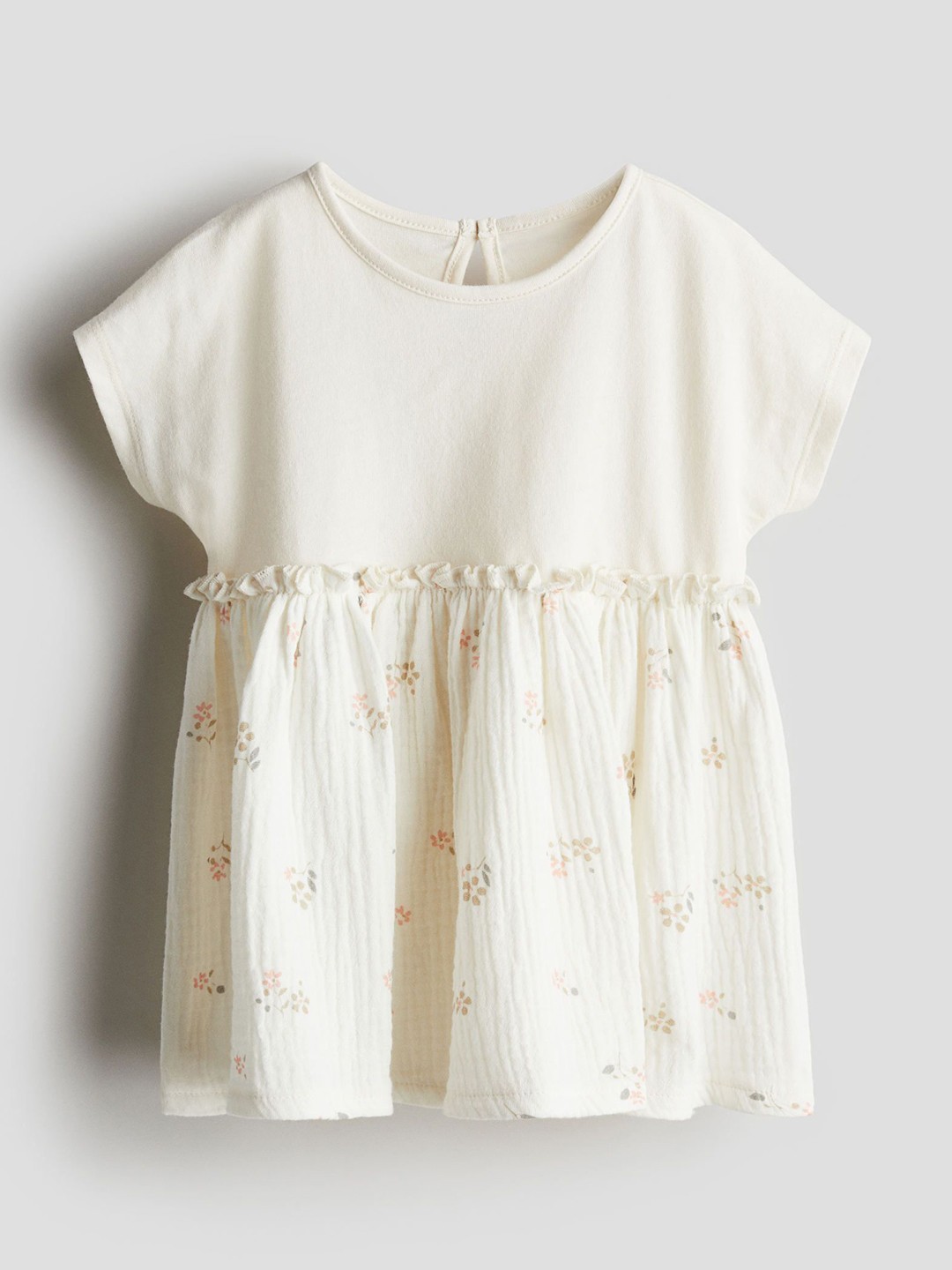 

H&M Infants Girls Short-Sleeved Cotton Dress, White