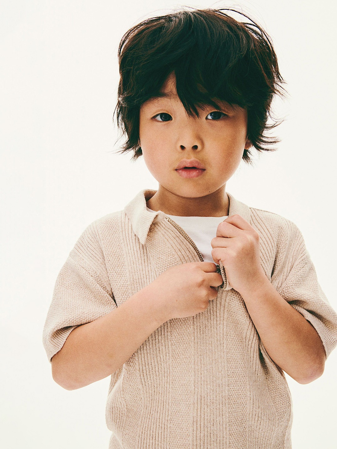 

H&M Infant Boys Knitted Polo Shirt, Beige