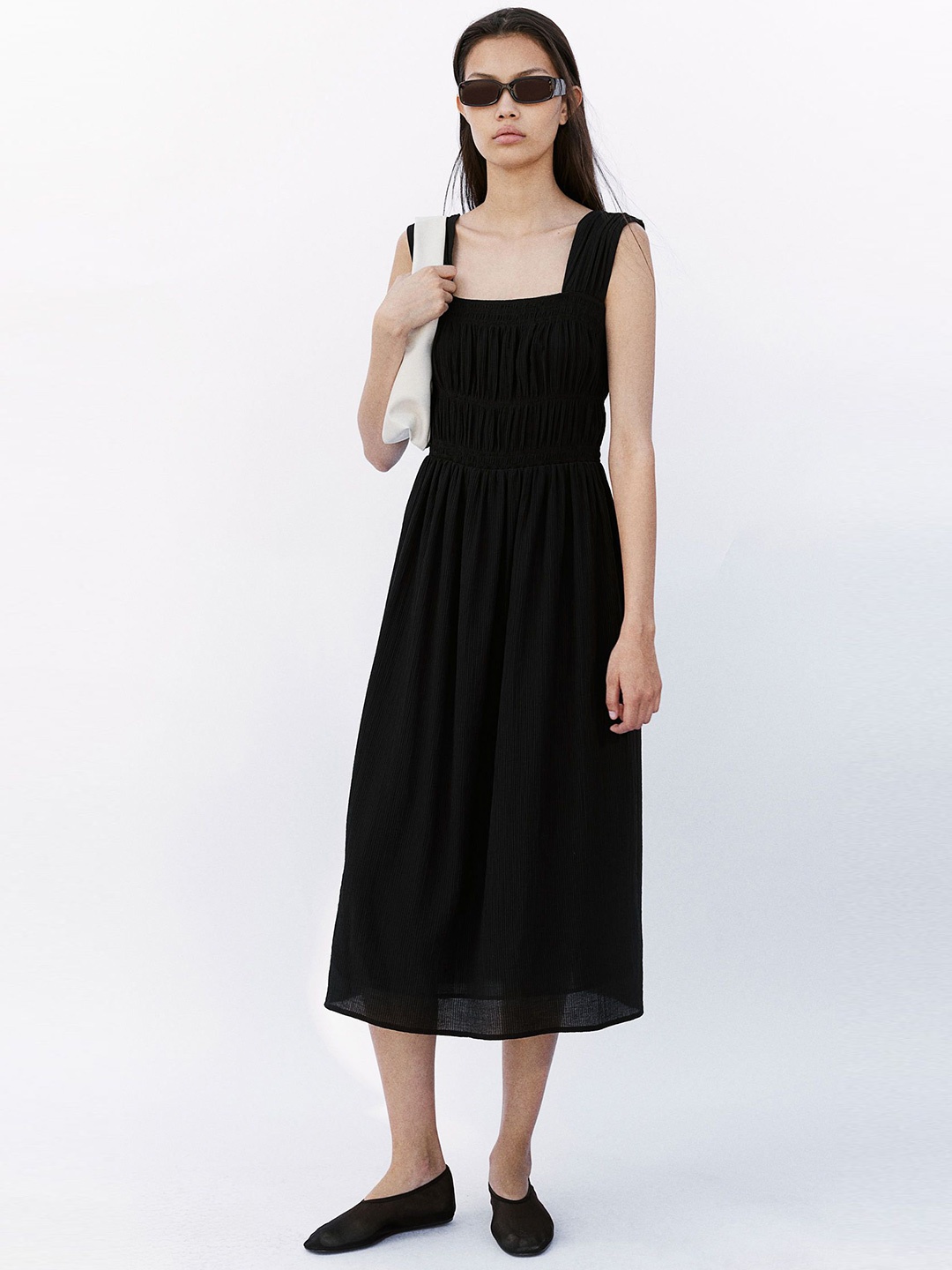 

H&M Smocked-Bodice Dresses, Black