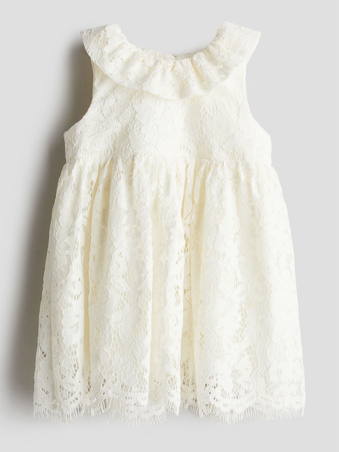 

H&M Infant Girls Flounce-Collar Lace Dress, Off white