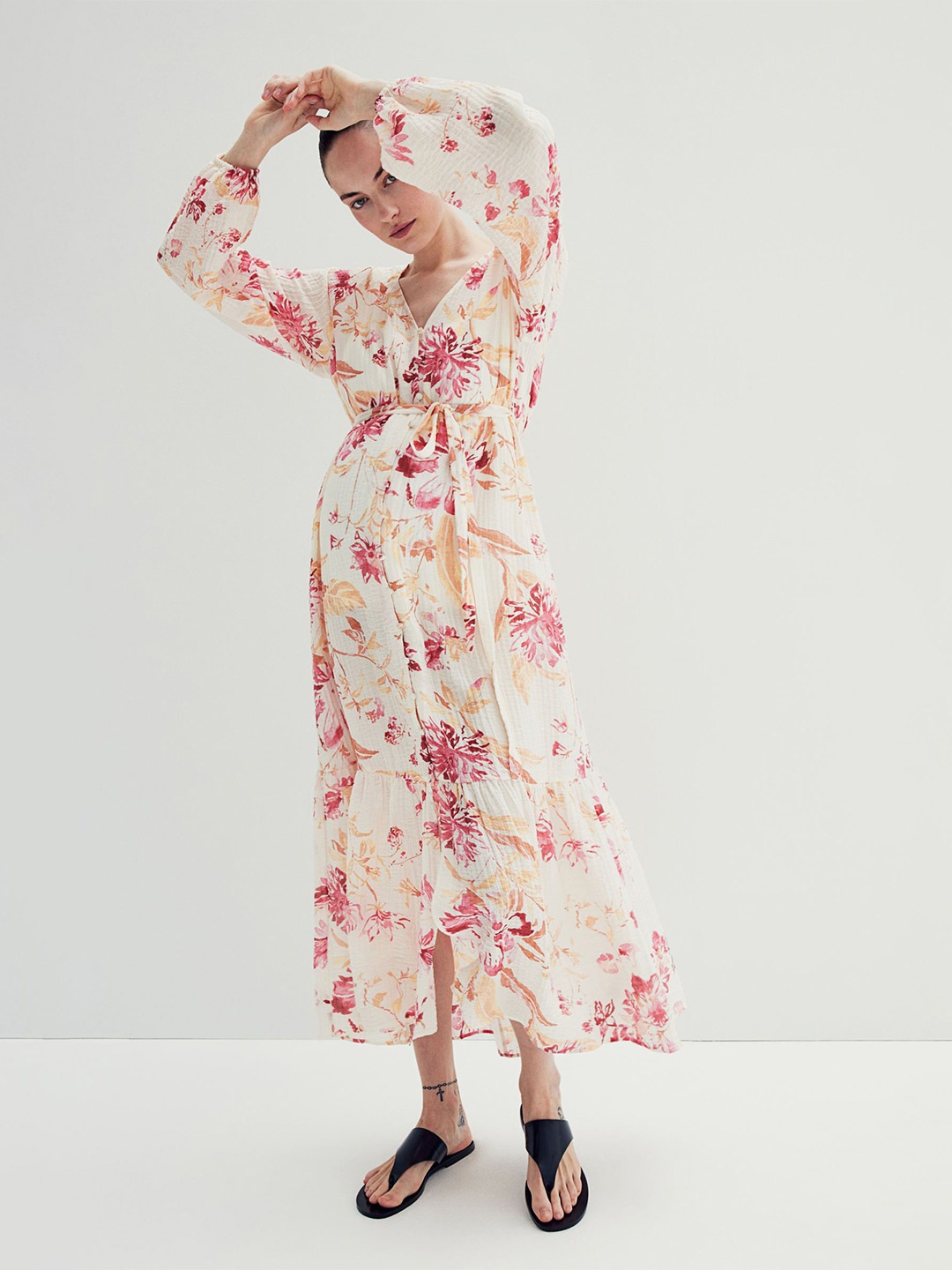 

H&M MAMA Before & After Tie-Belt Dress, White