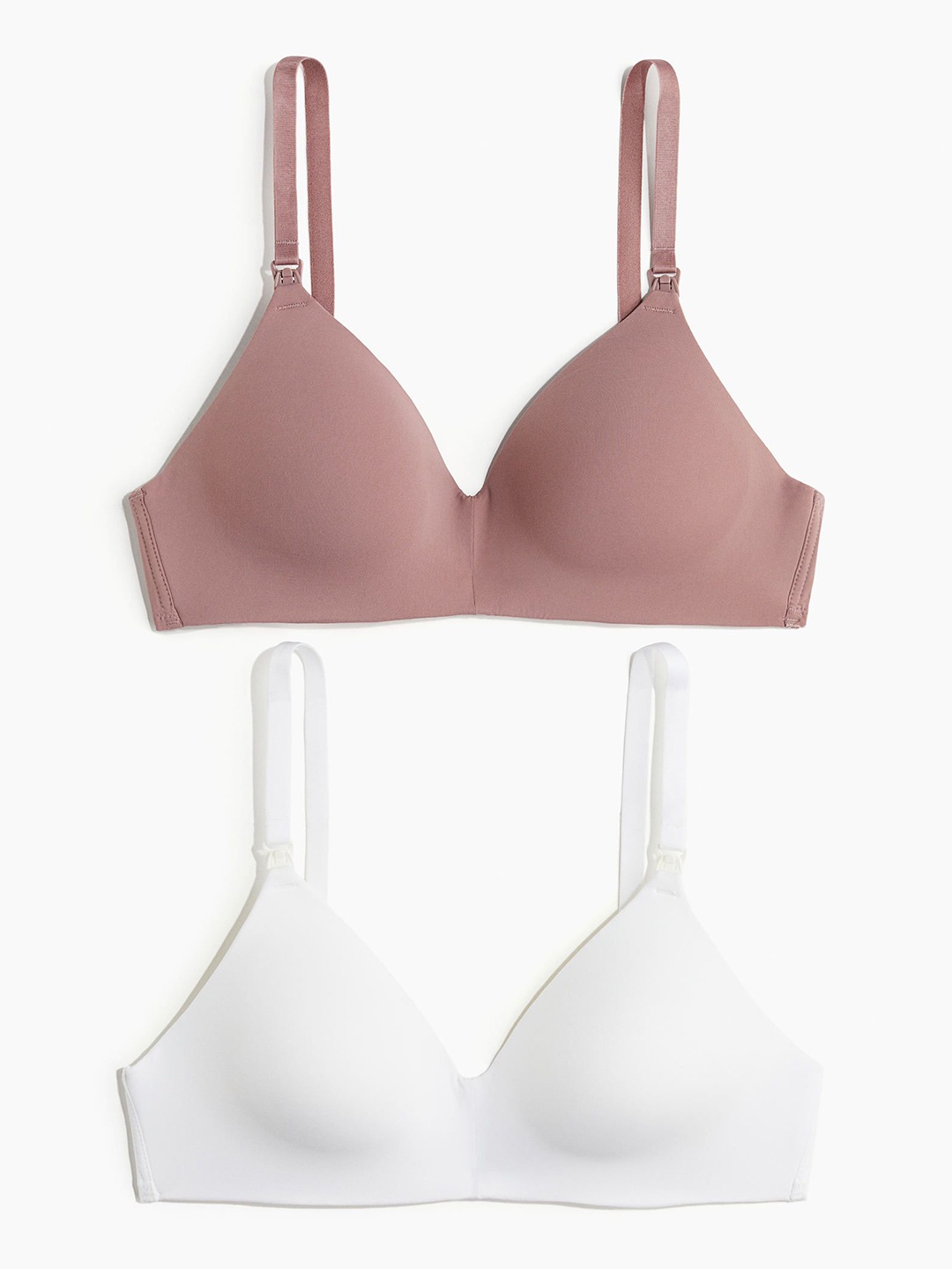 

H&M MAMA 2-Pack Padded Non-Wired Nursing Bras, Pink