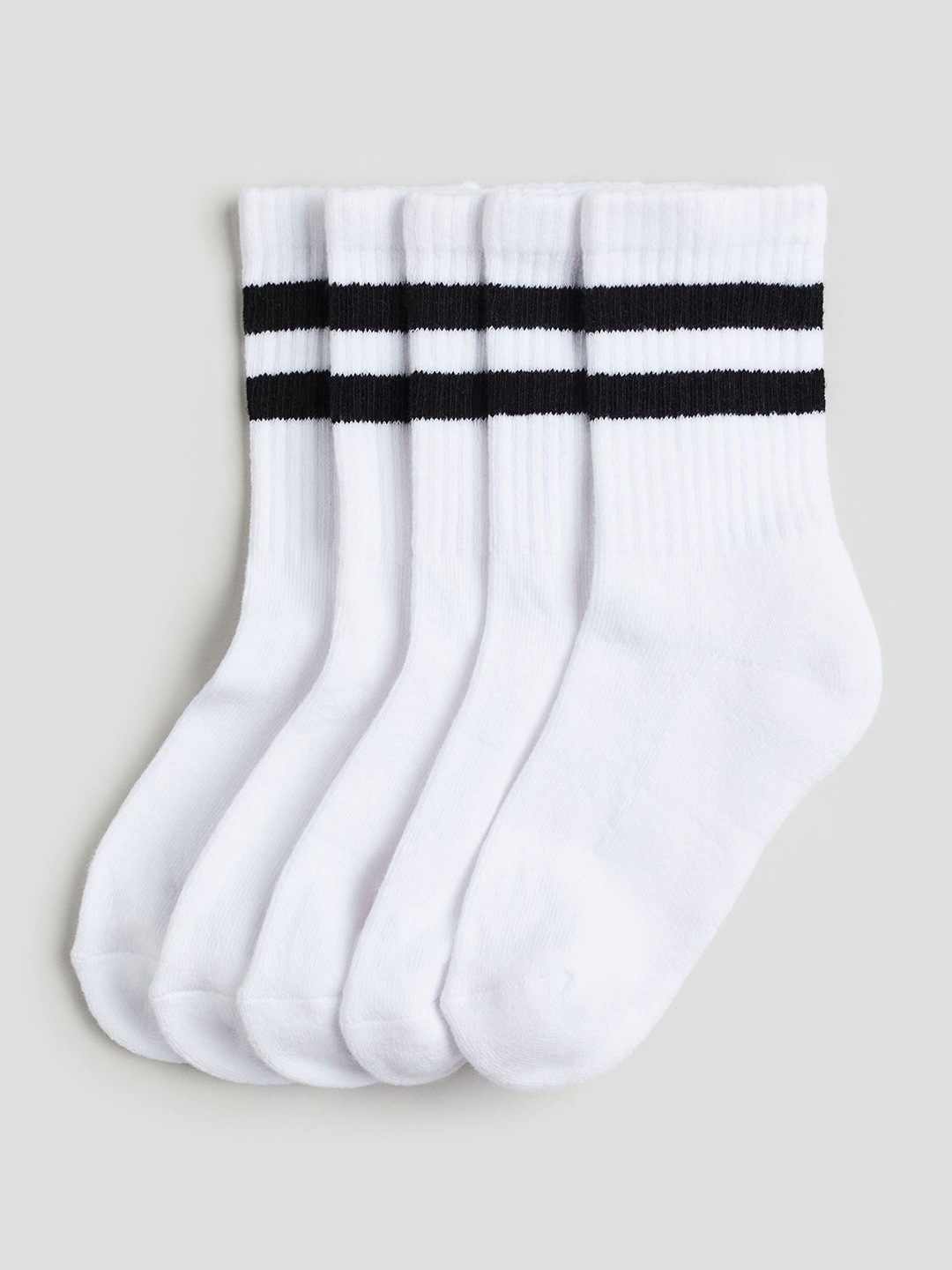 

H&M Boys Pack Of 5 Ribbed Socks, White