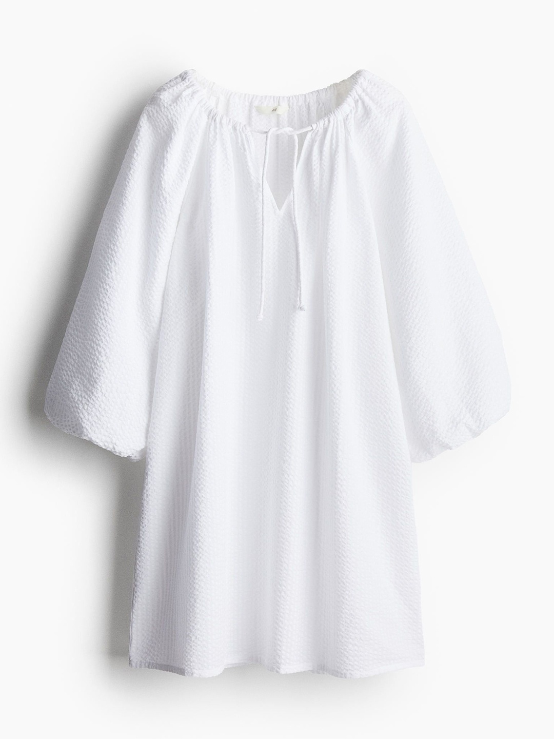 

H&M Pure Cotton Seersucker Dress, White