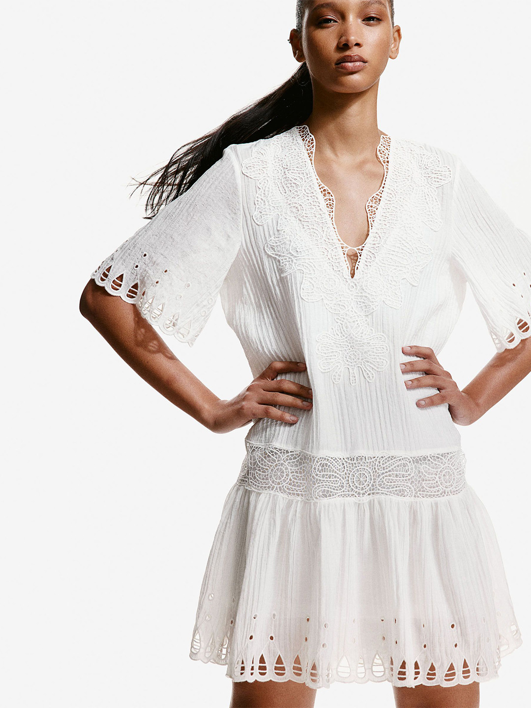 

H&M Embroidered Dresses, White