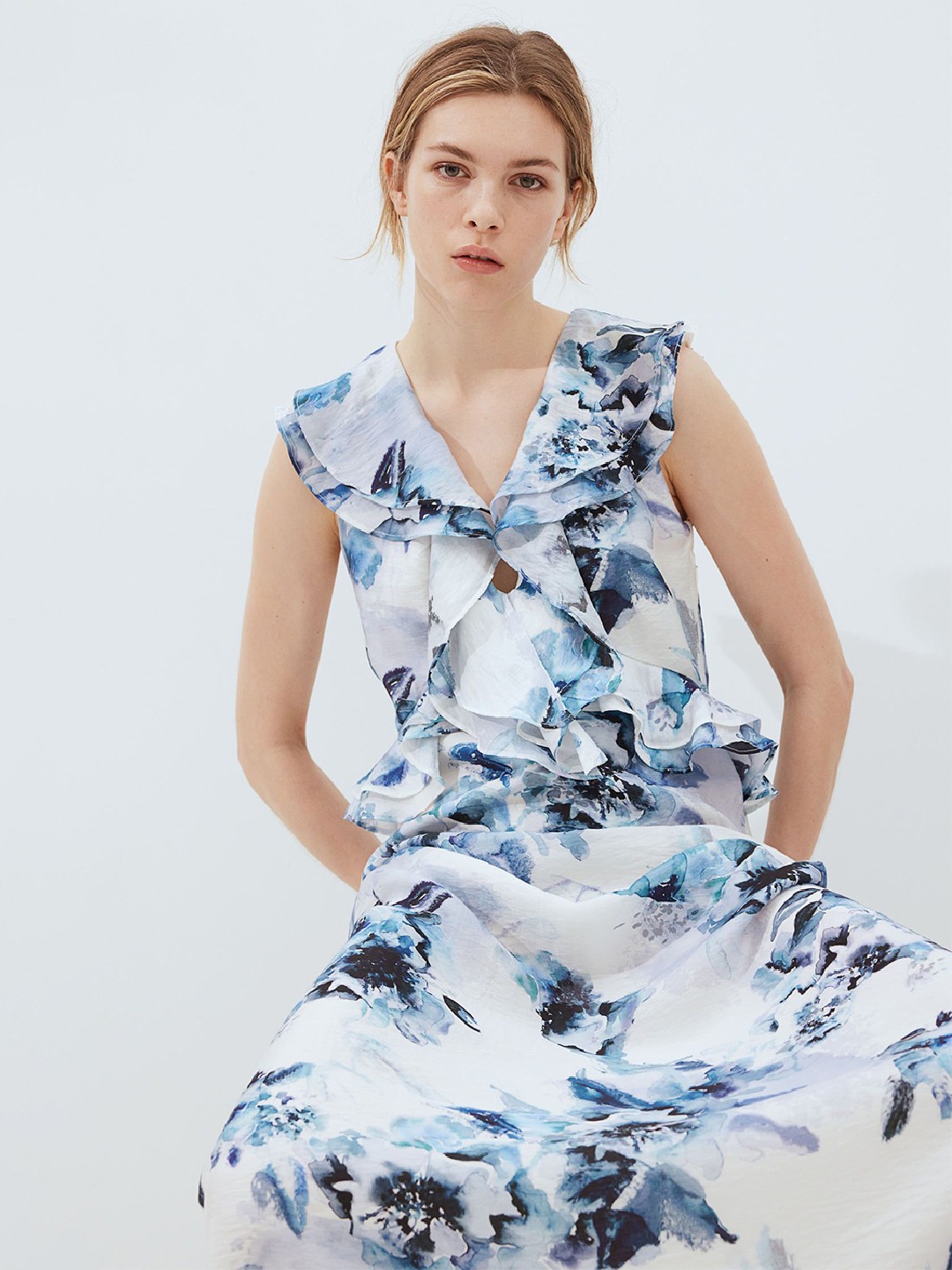 

H&M Flounce-Trimmed Dresses, Blue