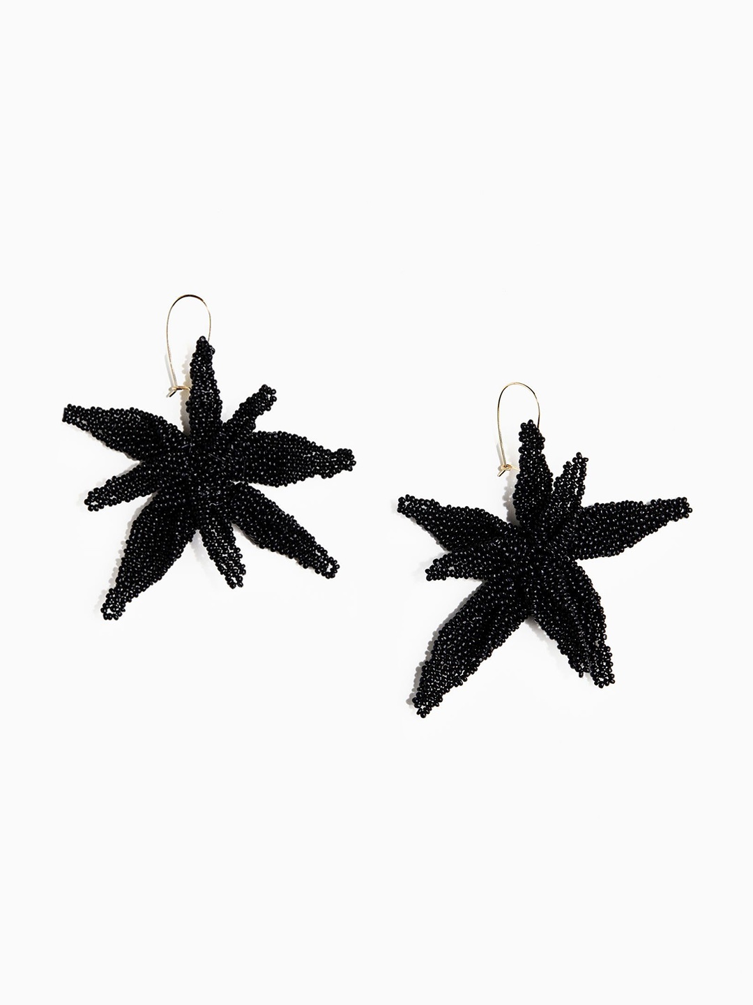 

H&M Starfish-Shaped Glass-Bead Earrings, Black