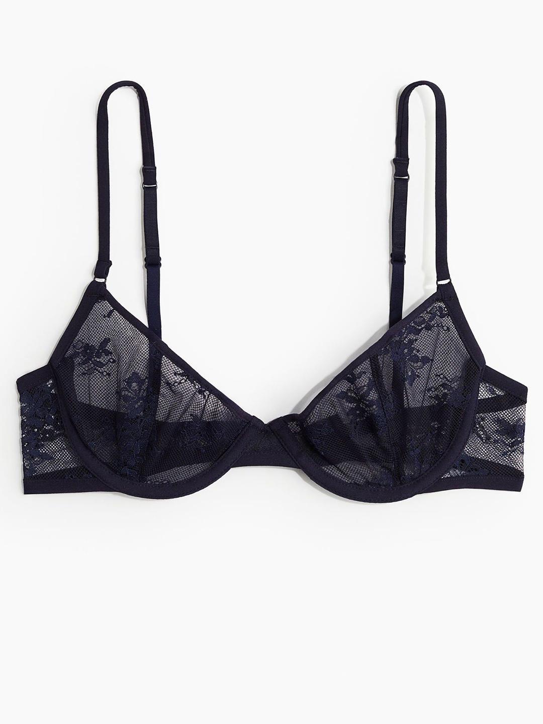 

H&M Non-Padded Underwired Lace Bra, Blue