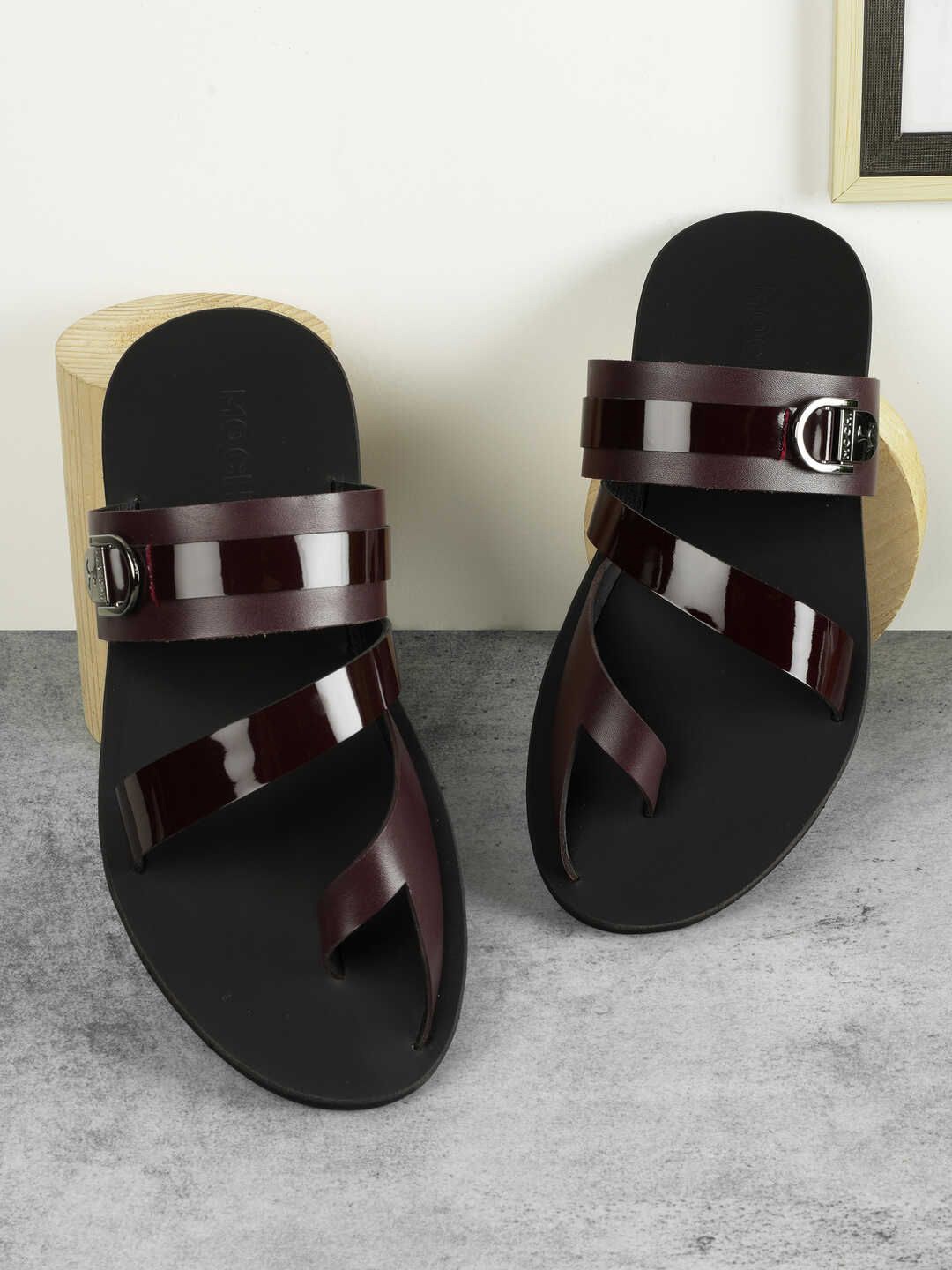 

Mochi Men Leather Comfort Sandals, Burgundy