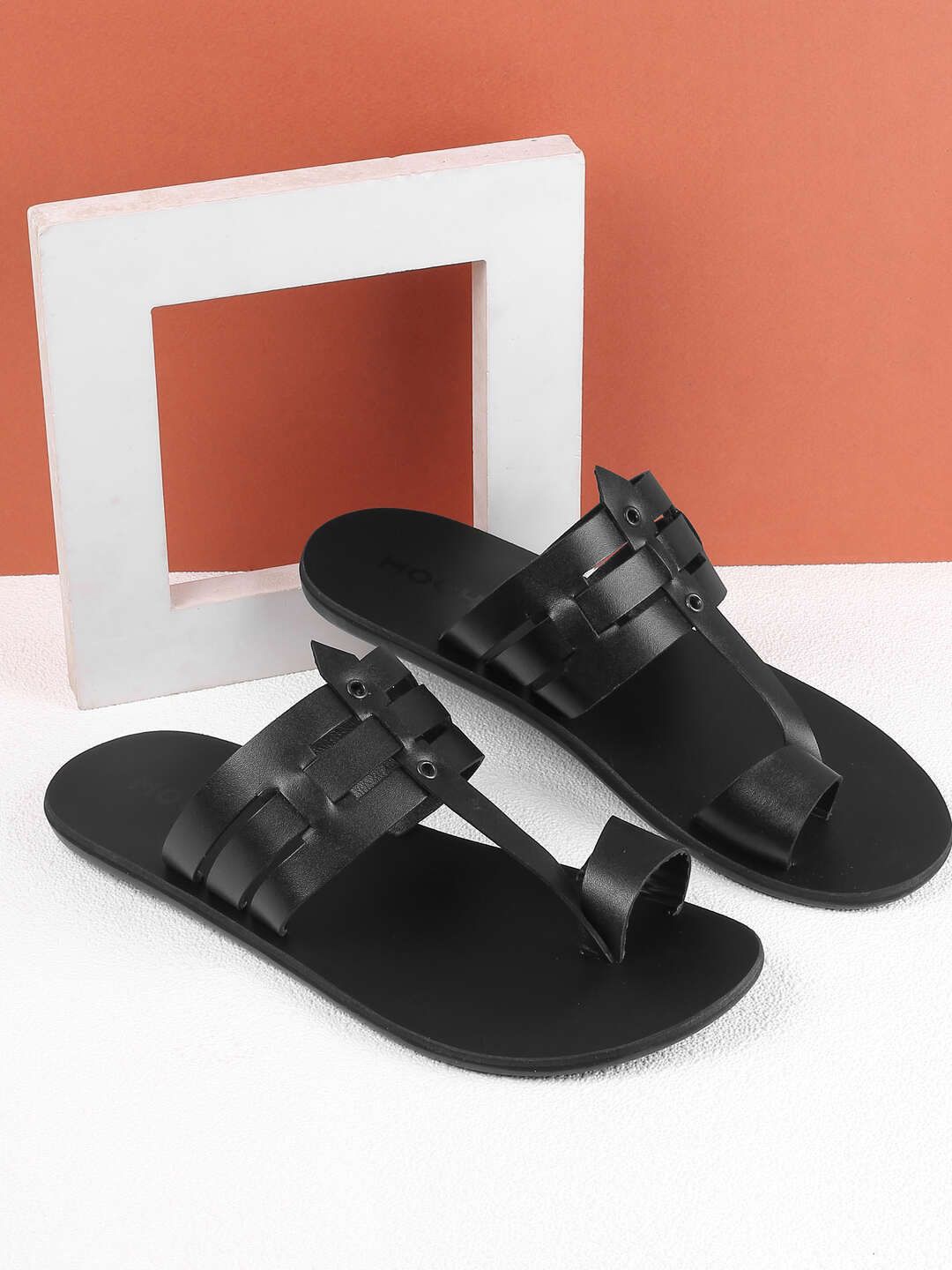 

Mochi Men Leather Comfort Sandals, Black