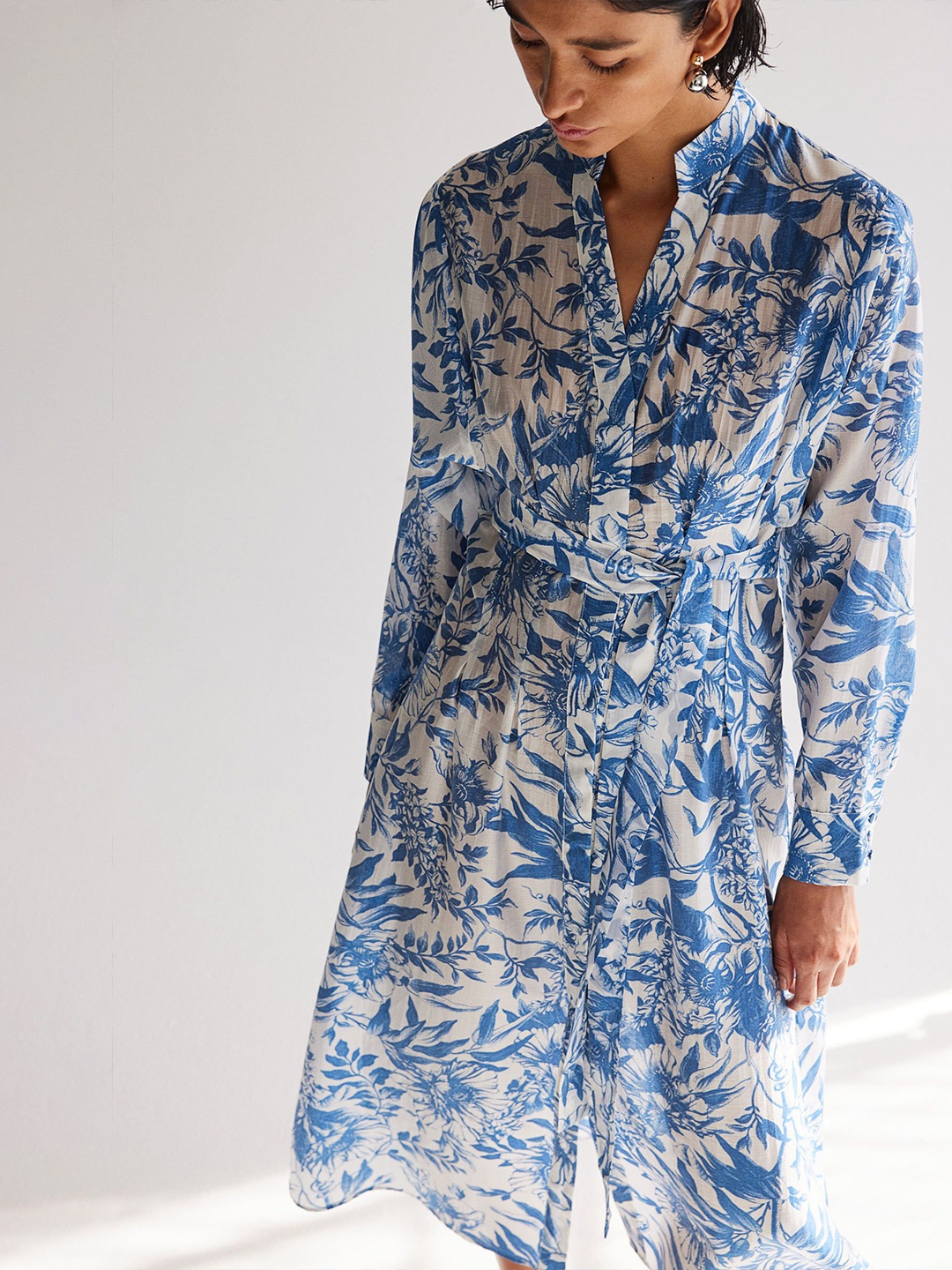 

H&M Tie-Belt Shirt Dress, Blue