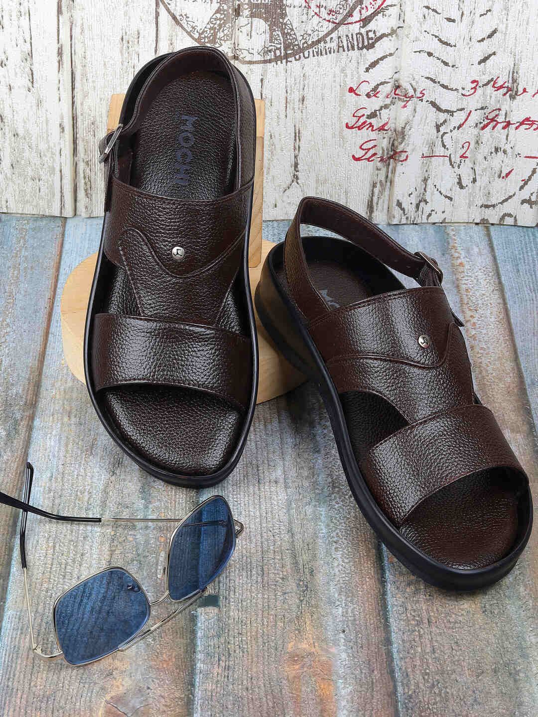 

Mochi Men Ethnic Leather Comfort Sandals, Brown