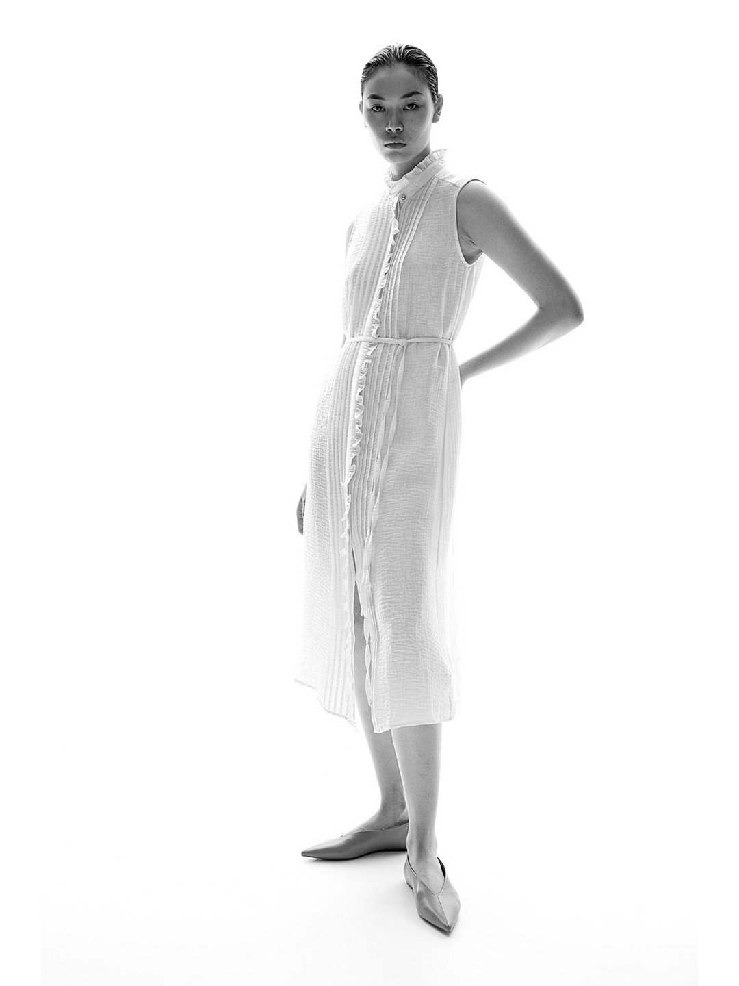 

H&M Frill-Trimmed Muslin Dress, White