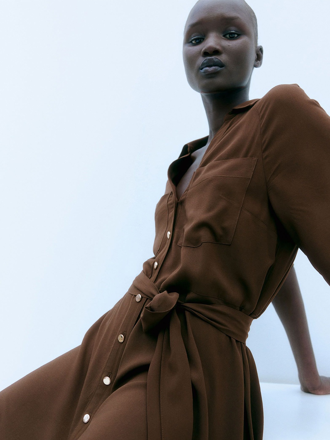 

H&M Tie-Belt Shirt Dresses, Brown