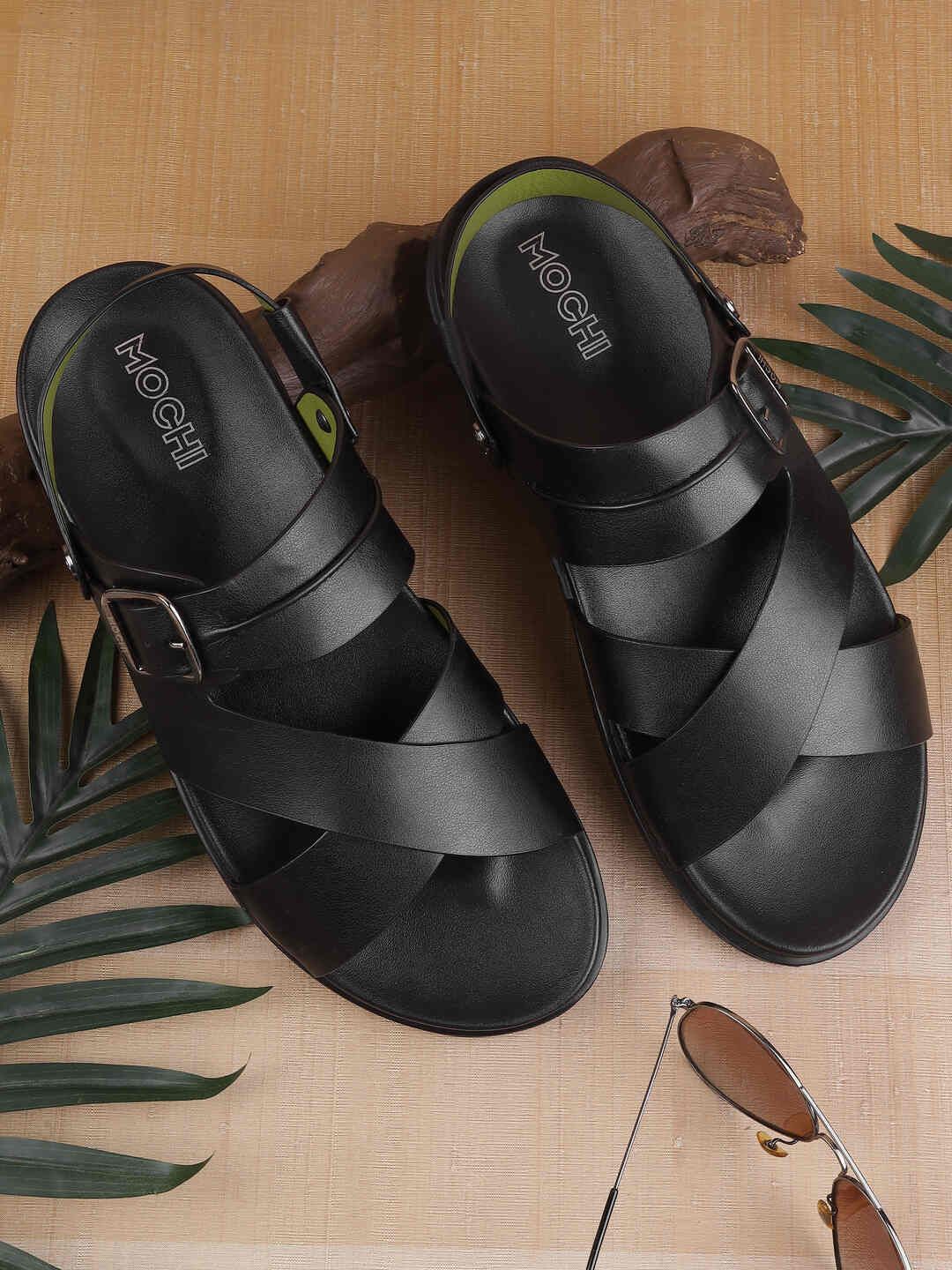 

Mochi Men Leather Comfort Sandals, Black