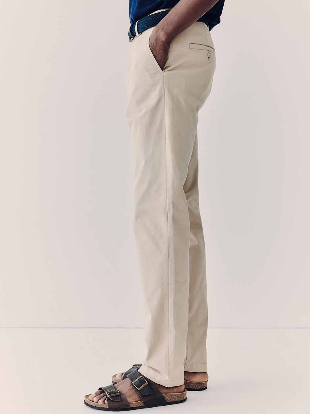 

H&M Slim Fit Cotton Chino Trousers, Beige