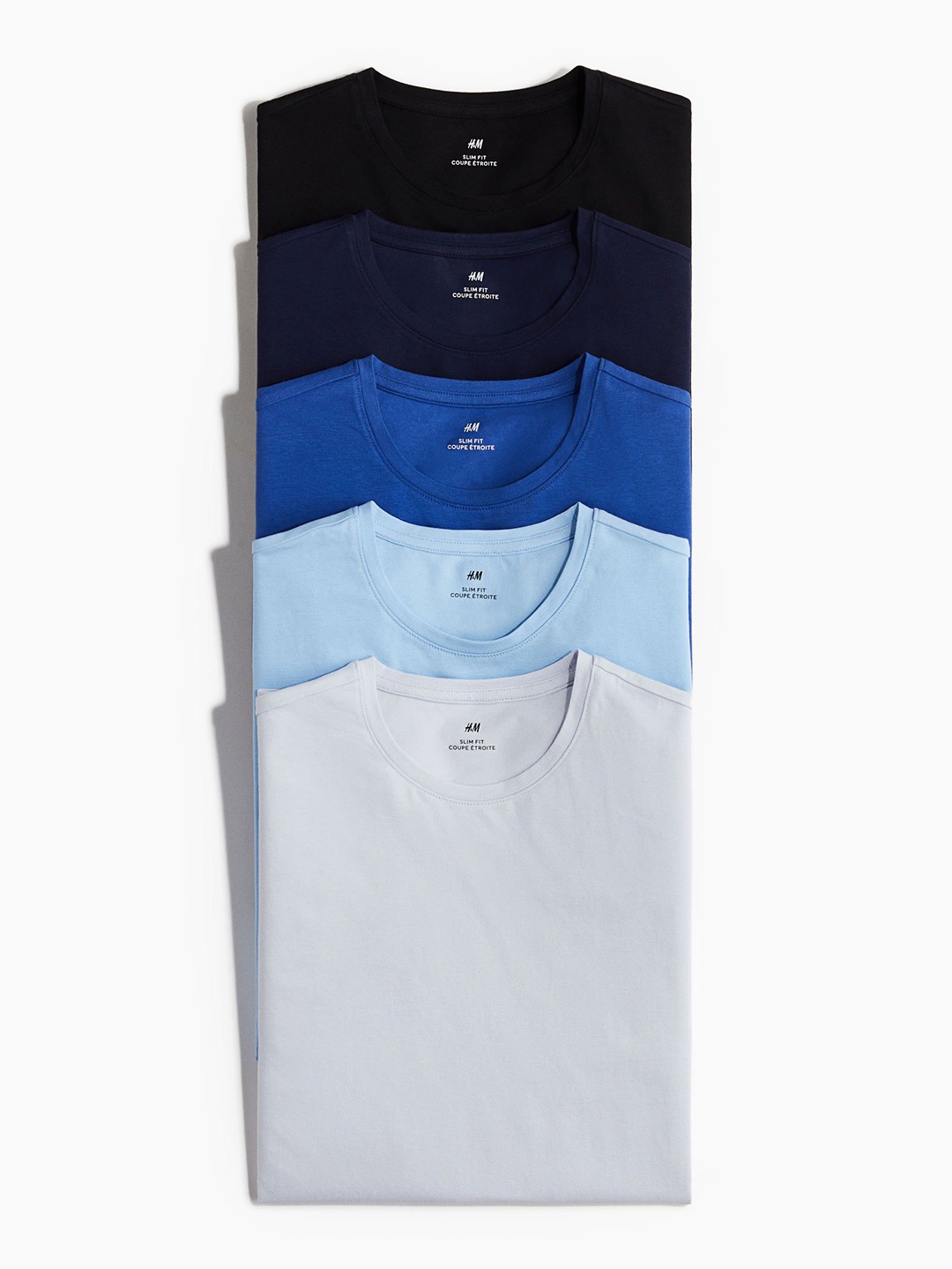 

H&M 5-Pack Slim Fit T-shirts, Blue