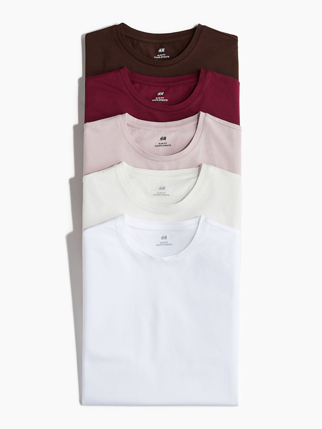 

H&M Men 5-Pack Slim Fit T-Shirts, Pink