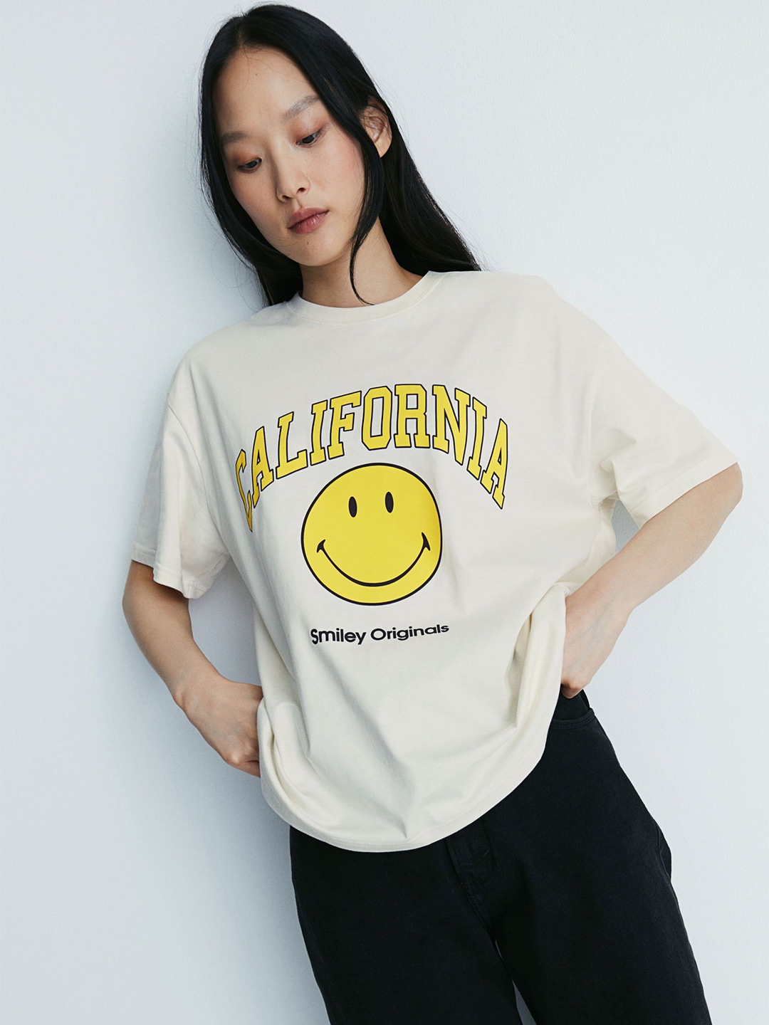 

H&M Oversized Printed T-Shirt, White