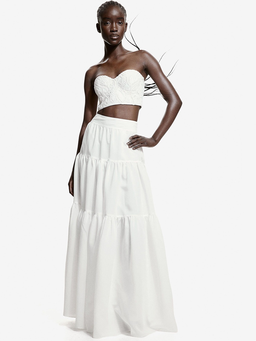 

H&M Tiered Maxi Skirts, White