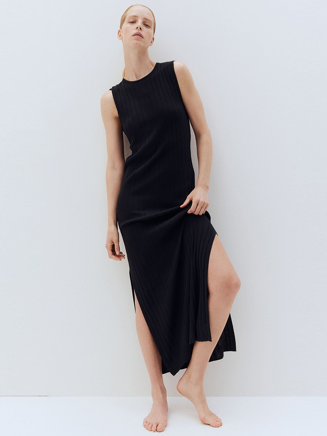 

H&M Rib-Knit Dress, Black