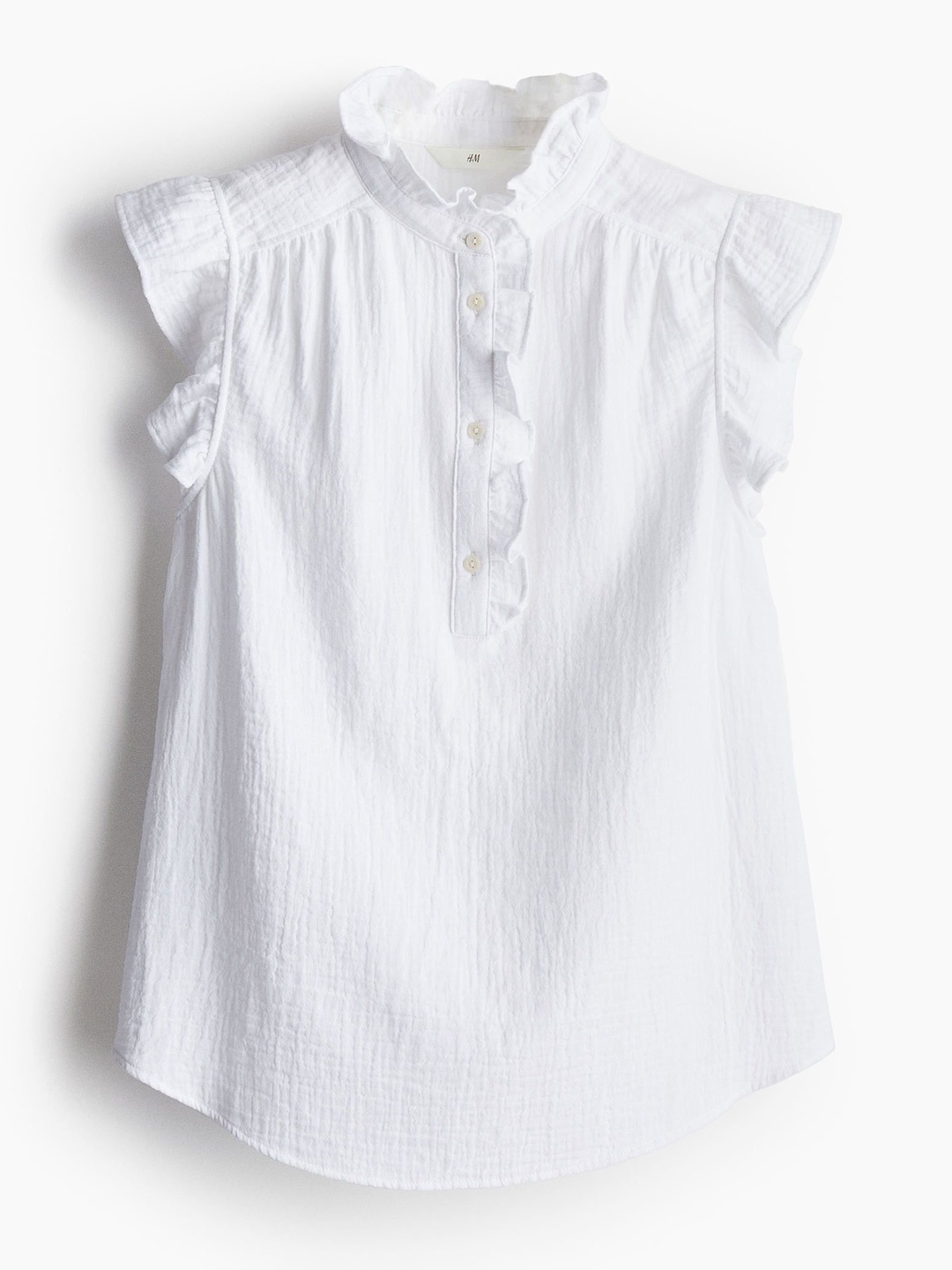 

H&M Women Flutter-Sleeved Muslin Blouse, White