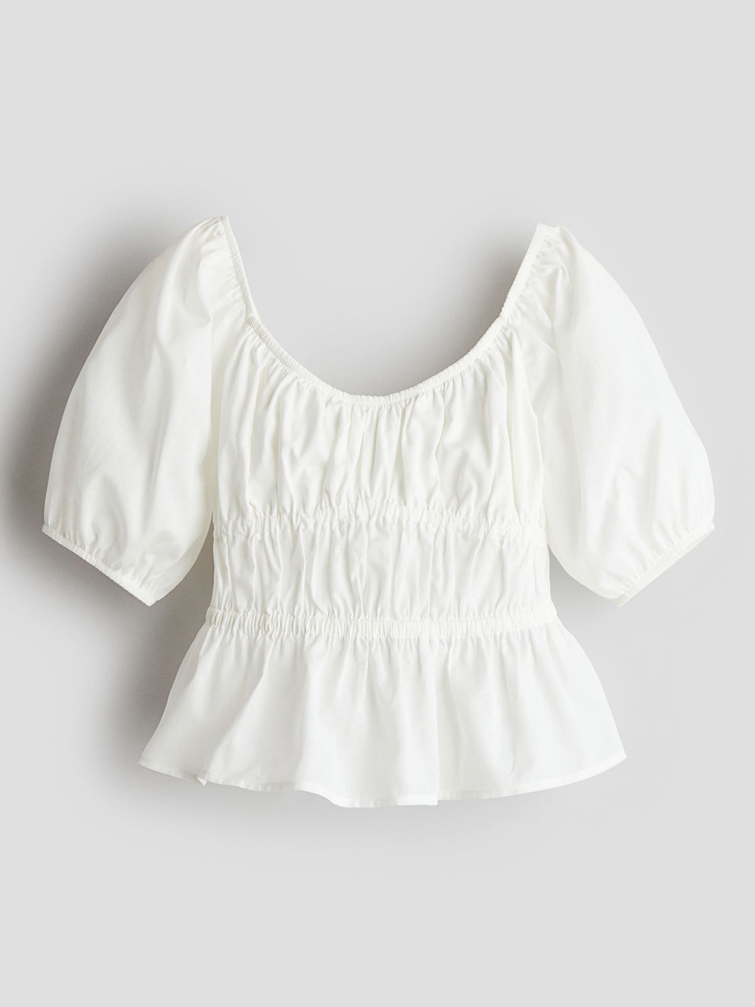 

H&M Girls Peplum Cotton Blouse, White