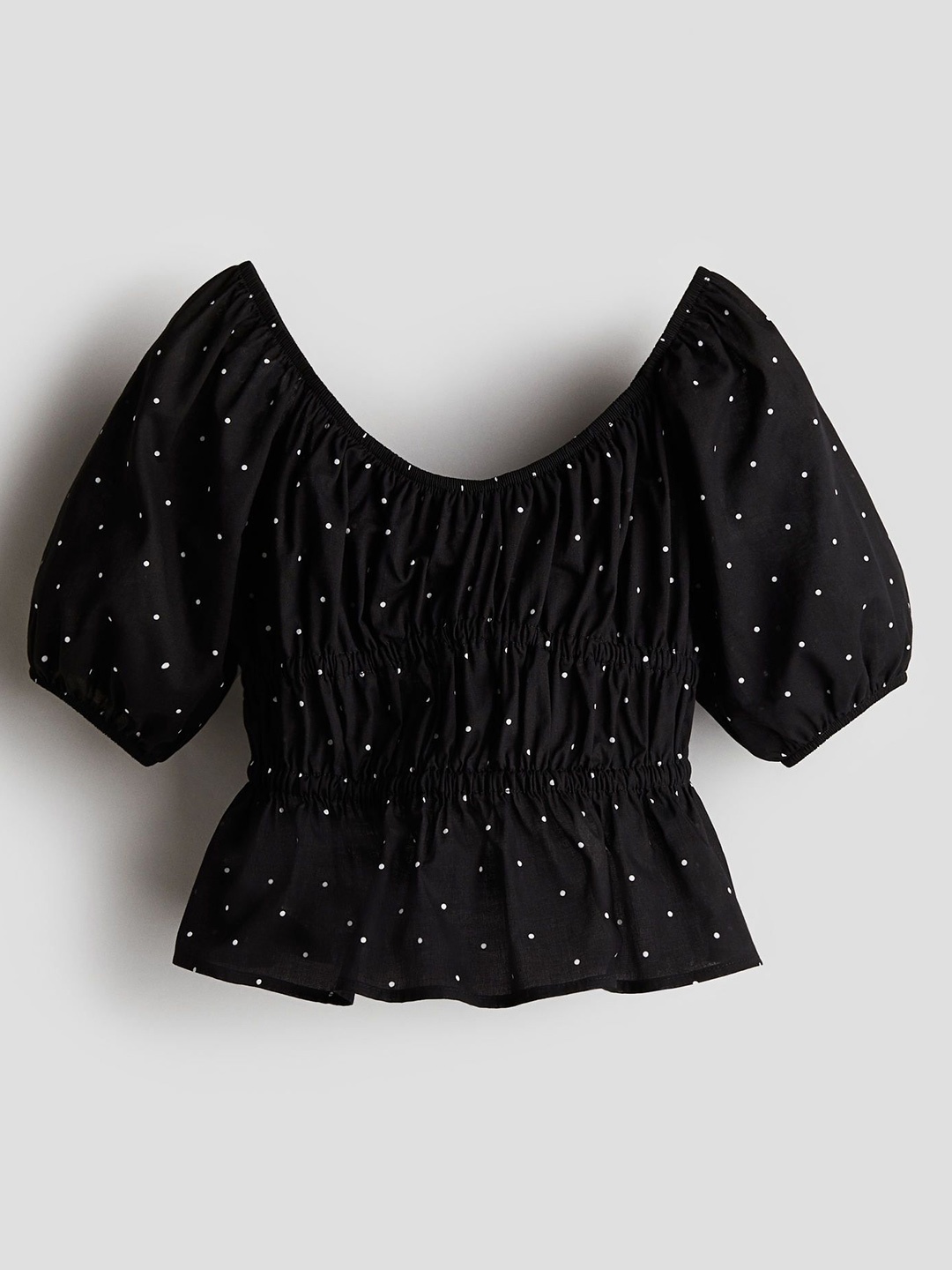 

H&M Girls Peplum Cotton Blouse, Black