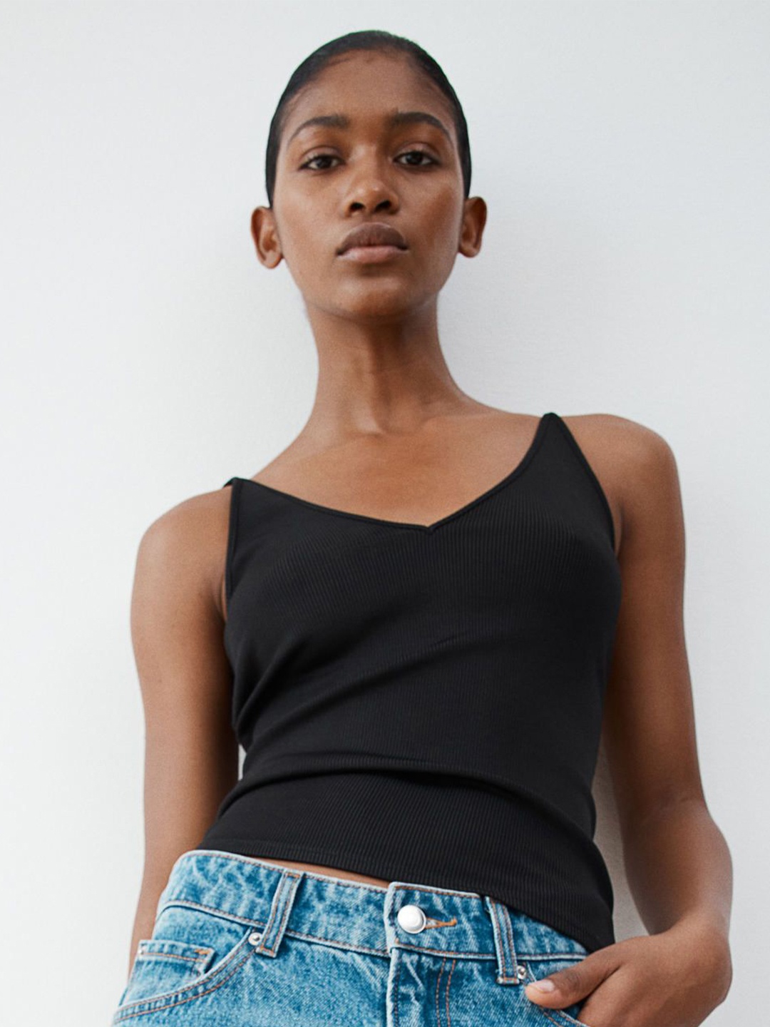 

H&M V-Neck Strappy Top, Black