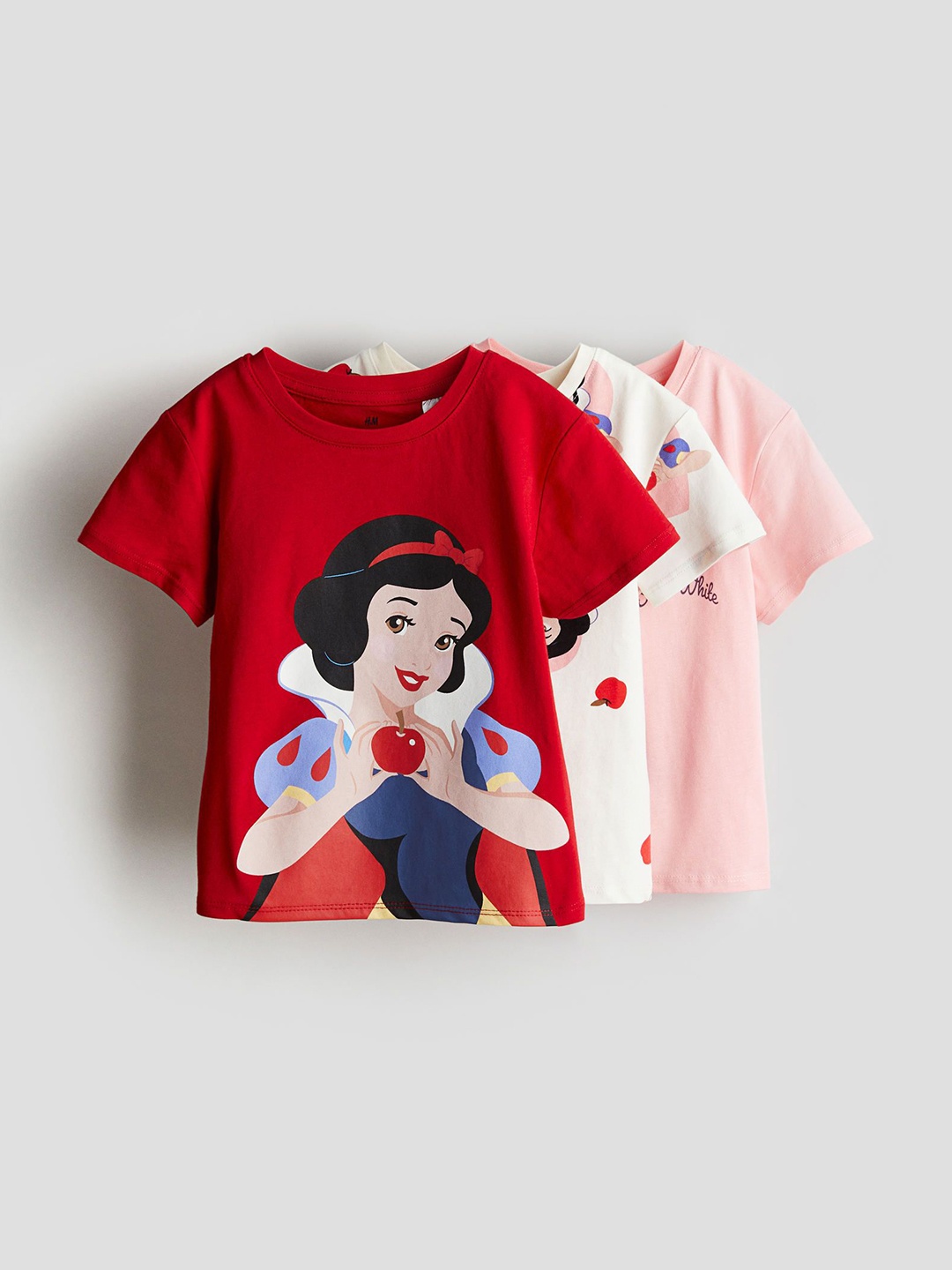

H&M Infant Girls Pack Of 3 Printed Pure Cotton Jersey Tops, Pink